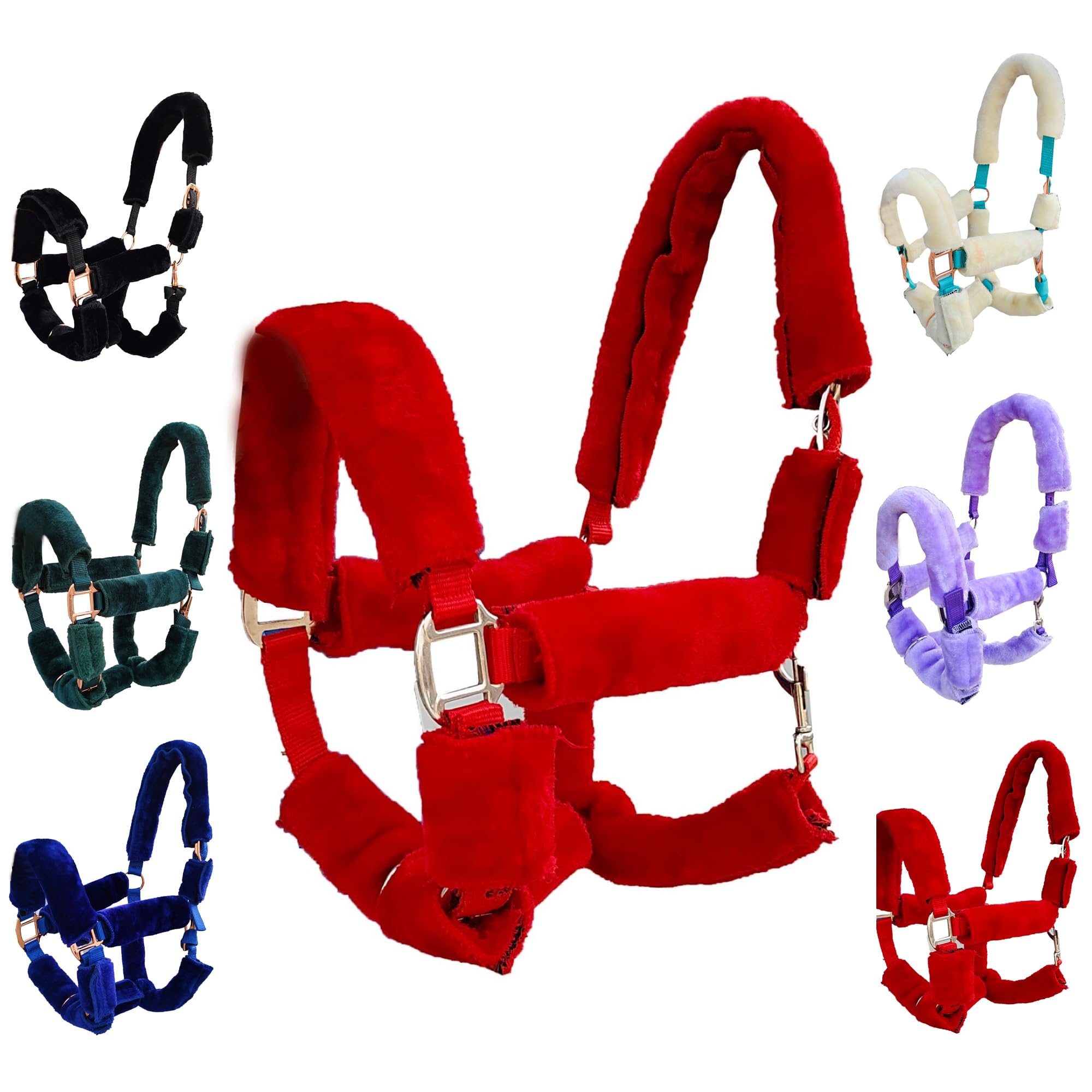 Majestic Ally horse Halter Fleece Set -Full, Set of 09 (Crown, Noseband, Cheeks, Chin, Neck Pieces) and Set of 4 (Crown