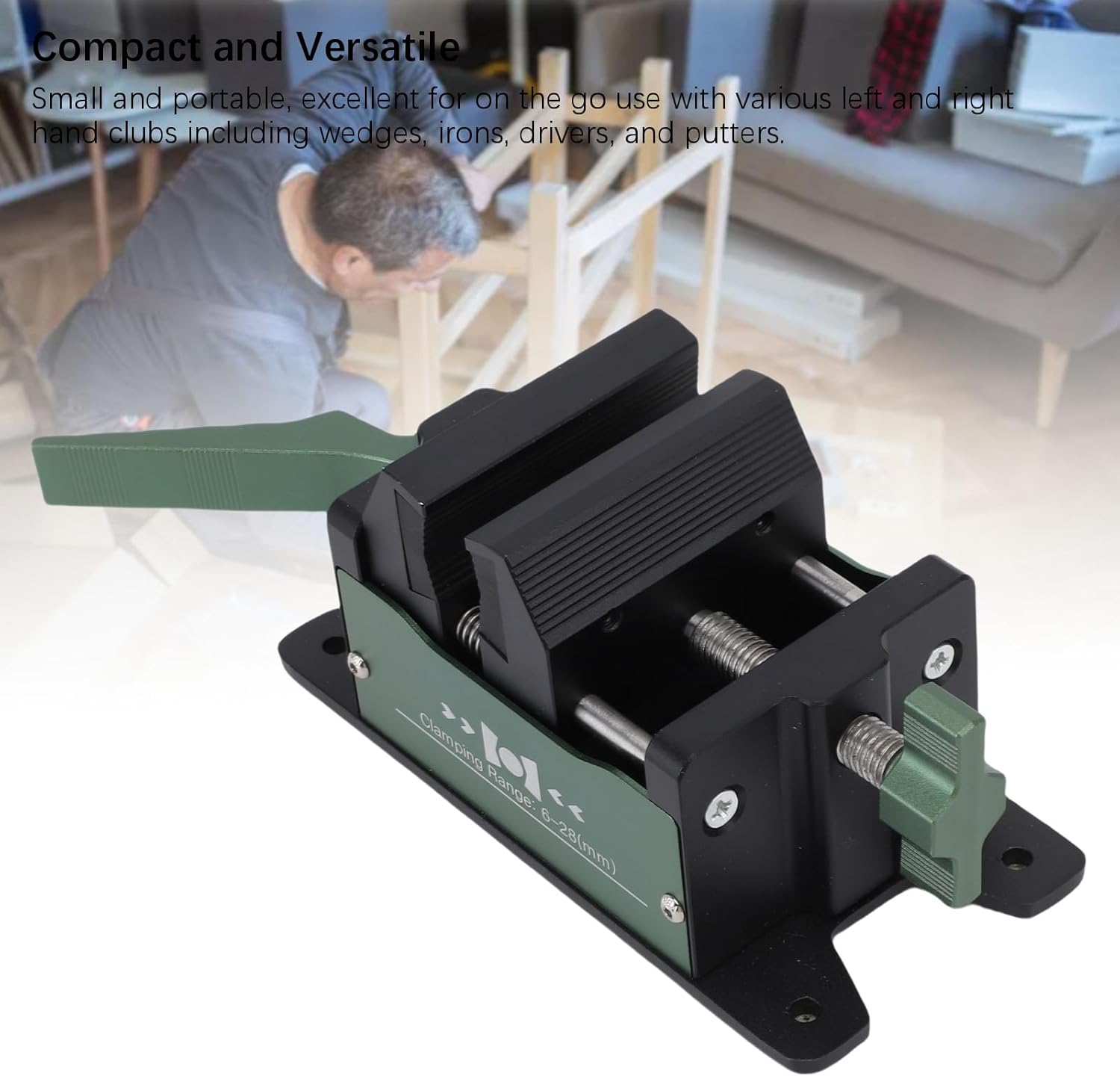 Golf Grip Replacement Kit,Rubber Jaws Portable Golf Table Vise,Club Shaft Vice Clamp Aluminum Alloy Anti Slip Quick Release Shaft Vice Regripping Clamp for Grip Replacement