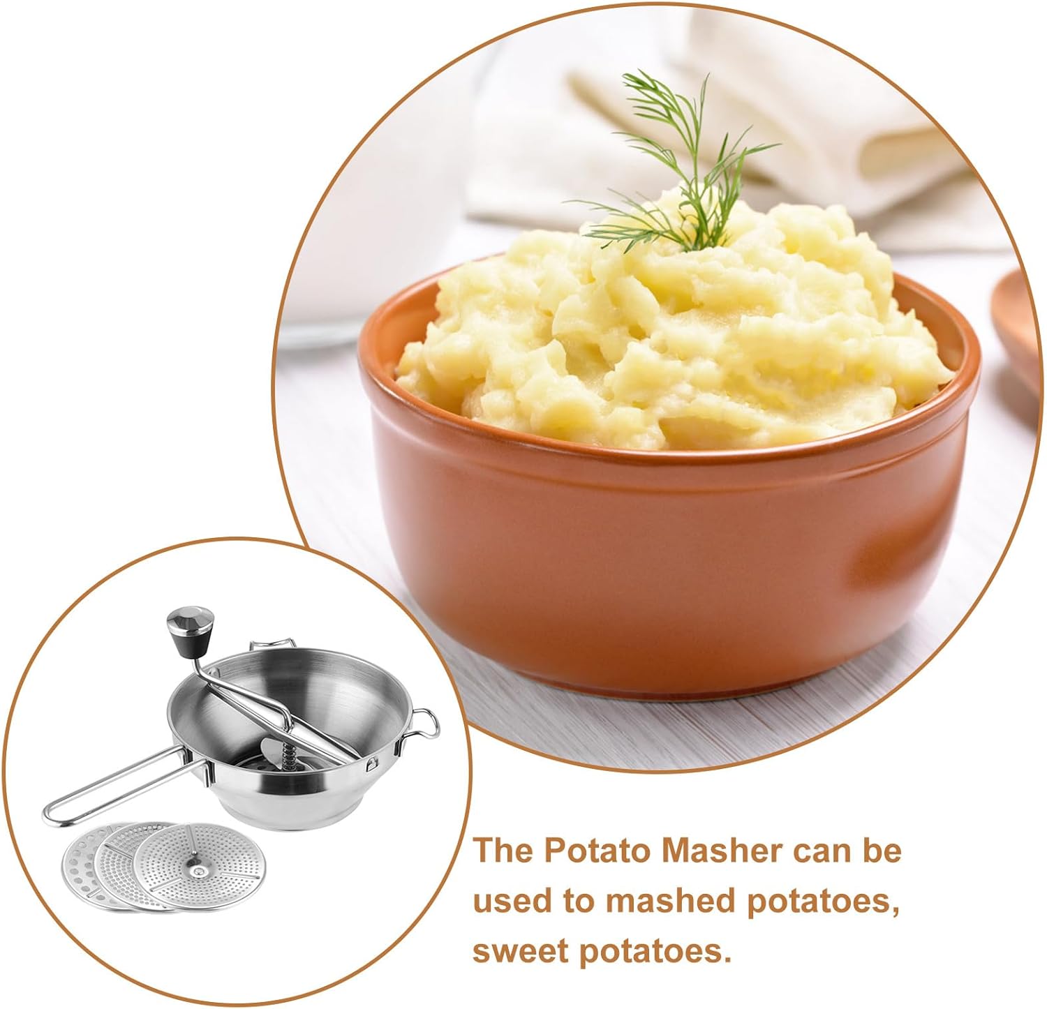 Gatuida Stainless Steel Potato Masher and Food Pressing Tool, Household Kitchen Gadget for Mashed Potatoes and Vegetables, Portable Vegetable Masher for Home Cooking