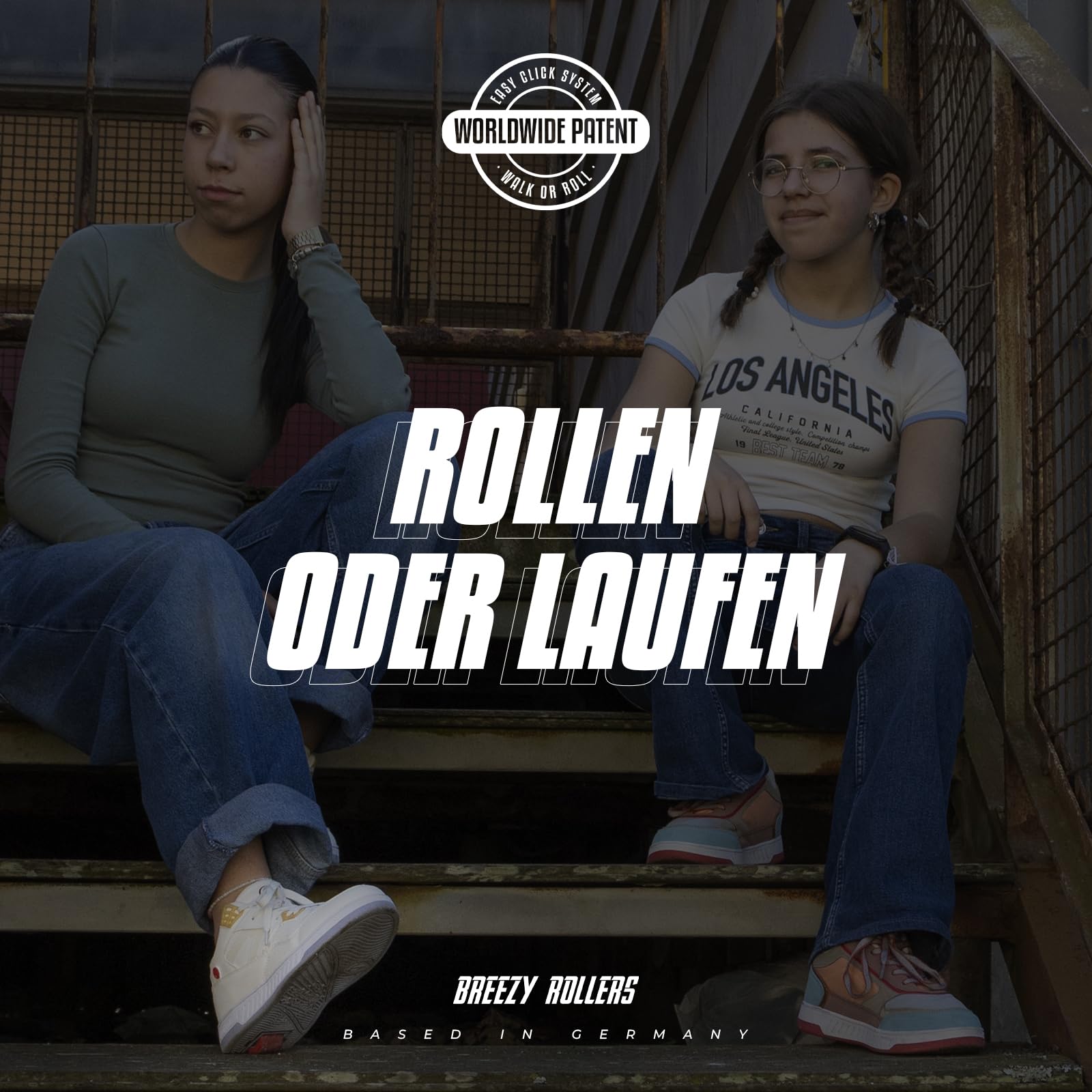 BREEZY ROLLERS Rollschuhe-Sneaker Kinder mit patentiertem Klick-System Turnschuhe mit Rollen Mädchen Jungen