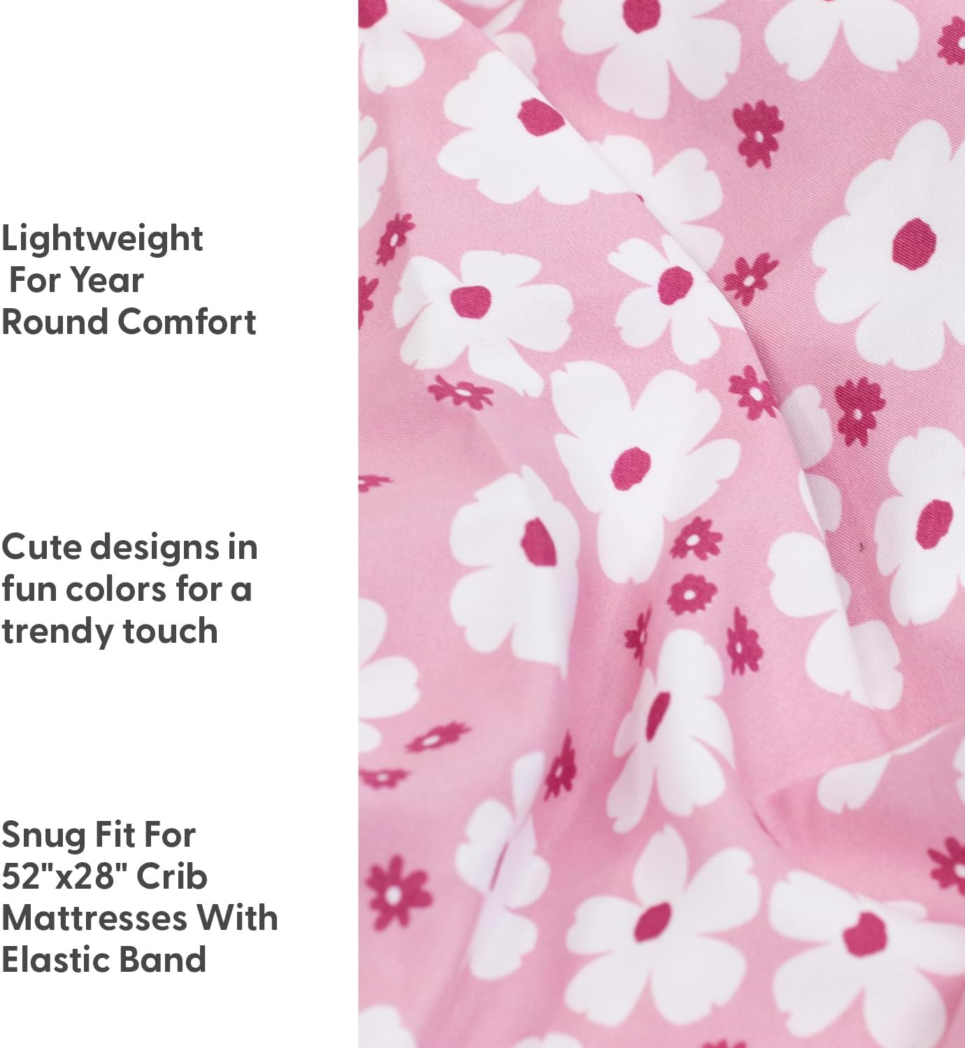 The Peanutshell 4-Pack Fitted Crib Sheet Set - Super Soft & Breathable Baby Girl Crib Sheets, Nursery Decor, Fit for Standard Mattress Cover- Daisy