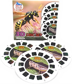 WARM FUZZY Toys Insects Reels for Viewfinder 3 Slides with 21 HD 3D Images, Bug Wildlife Refill Discs for Kids & Adults, Retro Classic Educational Toy Accessory