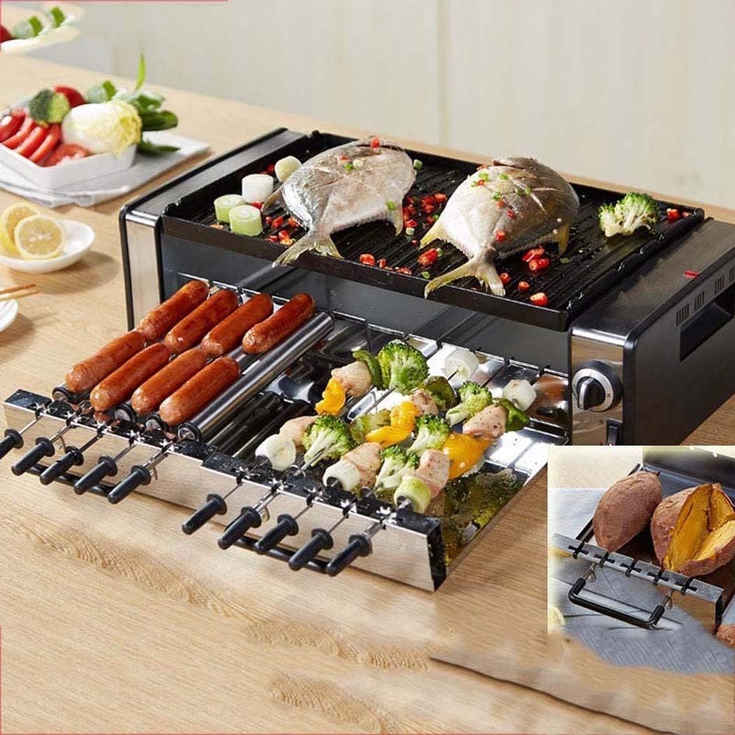 Barbecue Grill 1600V Household Electric Oven Grill Multi-Function Automatic Rotating Machine Table Electric Baking Pan Smokeless110V - 240V