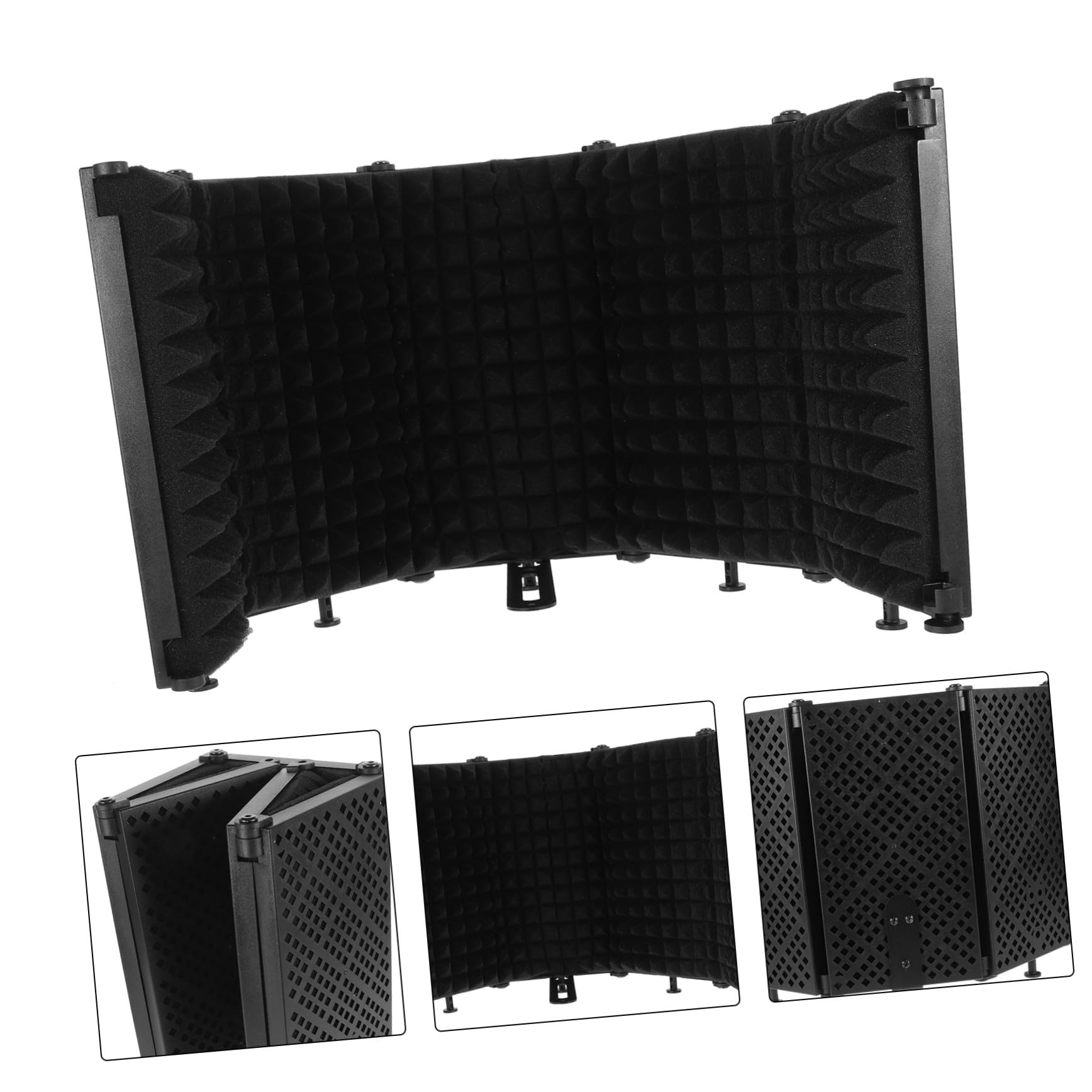 Mikikit Protector Material Abs y Eva de Aislamiento Cinco Puertas para Micrófono Montable en Soporte Mesa para Estudio y Grabación