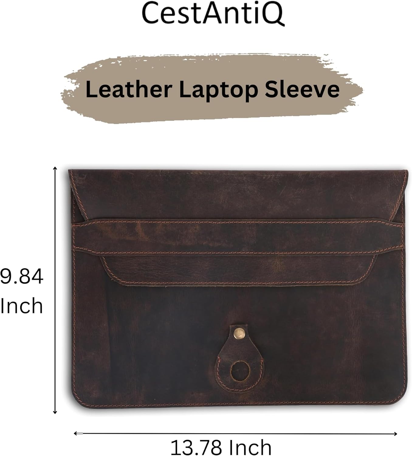 Leather Laptop Sleeve Compatible with MacBook Pro 13-13.3 Inch Notebook M3 M2 M1 Chip Pro Max 24-21 / MacBook Air 14, Laptop Bag Case with Pen Holder (Brown) - Image 6