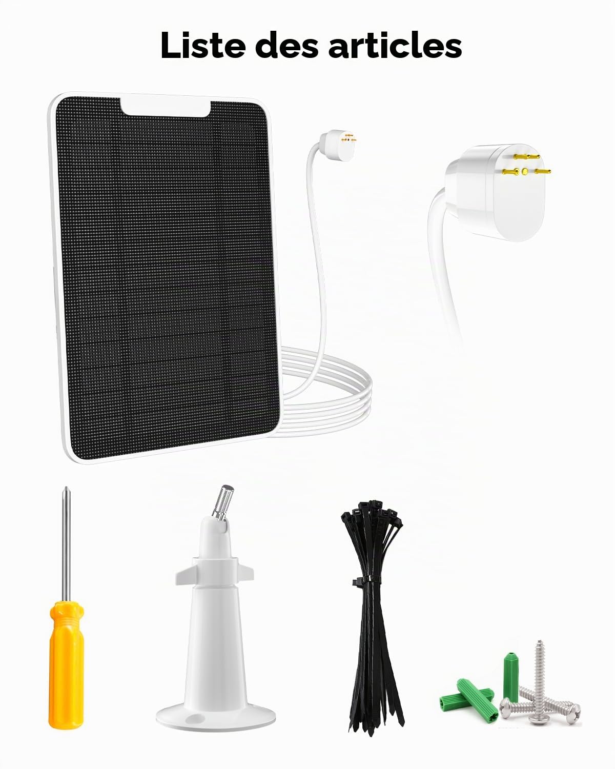 Lot de 3 chargeurs solaires 6 W compatibles Google Nest Cam extérieur-intérieur (version batterie), énergie solaire, IP65 résistant aux intempéries