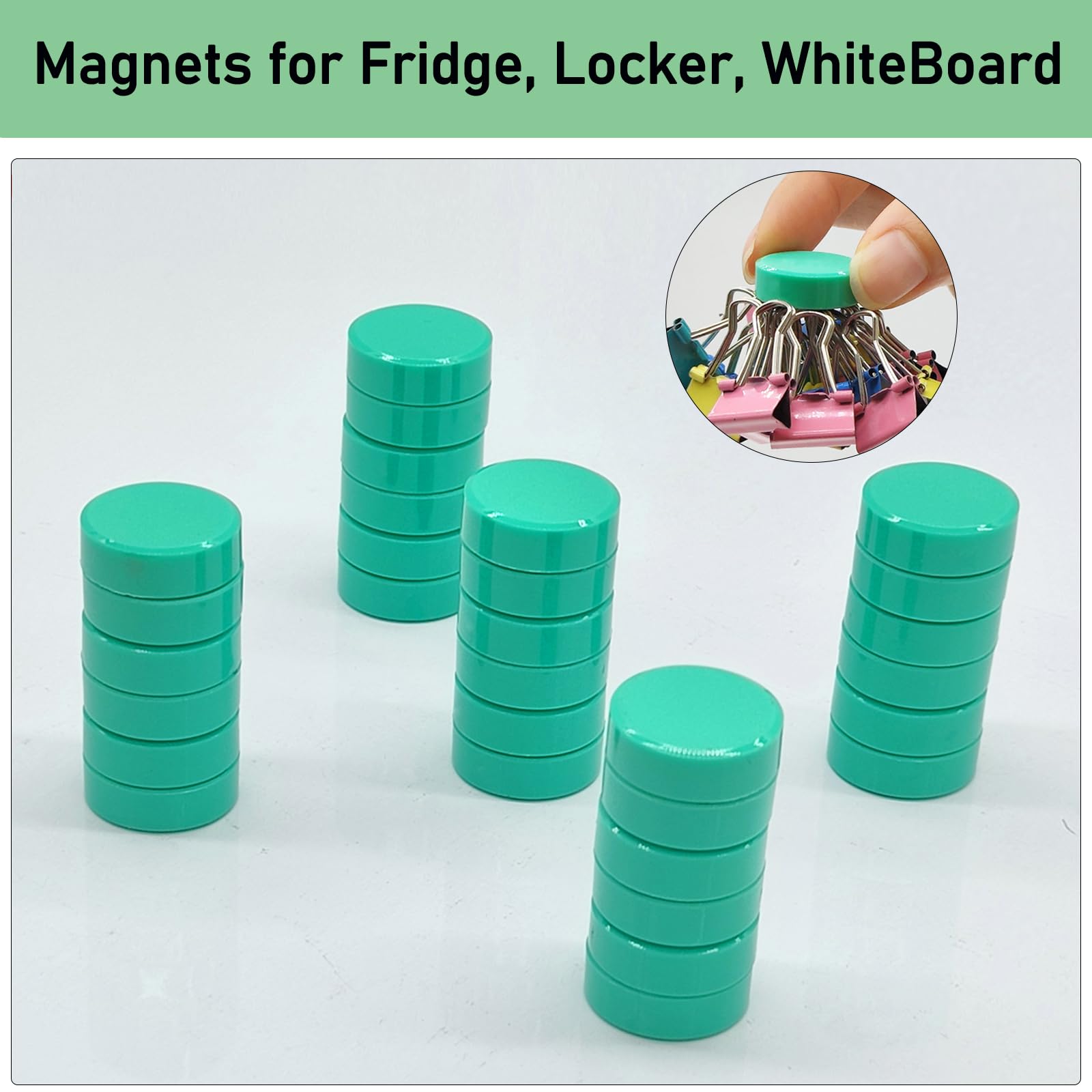 PYJLBX 80 Pack Strong Fridge Magnets, Green Round Mini Magnets, Heavy Duty Small Magnets for Whiteboard Crafts - Image 3