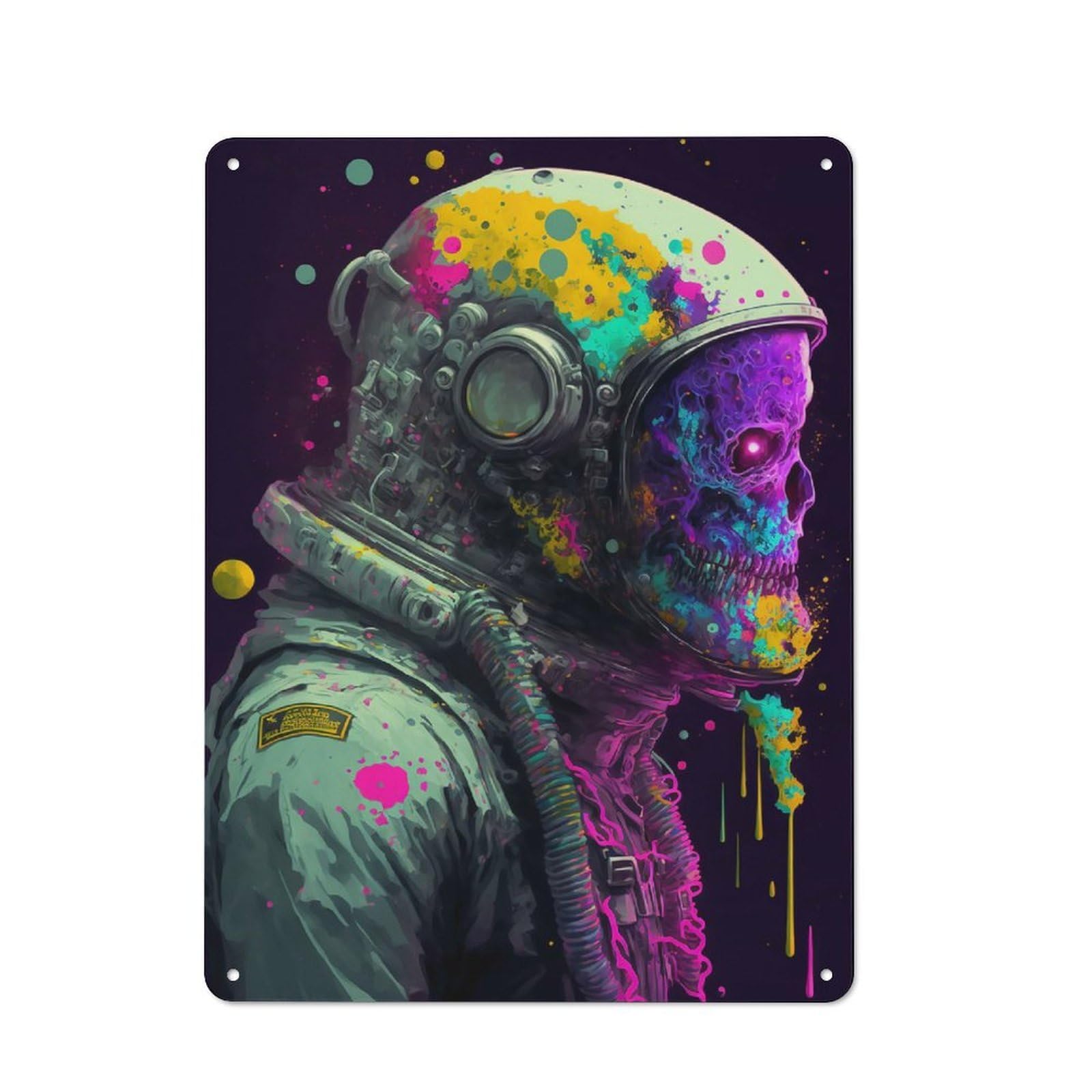 Junmoney Style-10 Trippy Zombie Astronaut Office Metal Sign 40X30cm, Understated Office Wall Decor For Workspace, Cafe, Shop Or Desk Area
