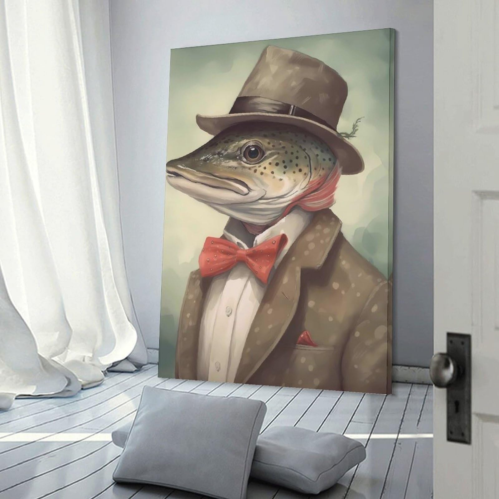 Junmoney Trout Mythical Adventure Wall Art Print, 24x36inch(60x90cm), for Front Hall, Corridor Or Welcome Spaces, Wall Decor to Refresh Empty Corners