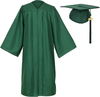 Unisex Matte Graduation Gown and Cap Set with Tassel for Middle High School Bachelor