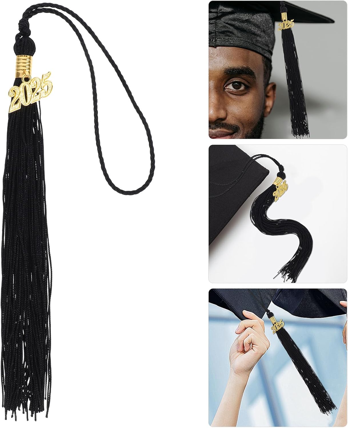 ibasenice 6pcs Black Graduation Cap Tassel Set for 2025 Graduation Season for College and School Ceremony Accessories