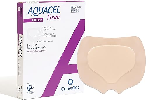 AQUACEL ApĂłsito sacro de espuma de 8 x 7 pulgadas con adhesivo de gel de silicona apĂłsito impermeable para heridas 420626 caja de 5 AQUACEL ApĂłsito sacro de espuma de 8 x 7 pulgadas con adhesivo de gel de silicona apĂłsito impermeable para heridas 420626 caja de 5