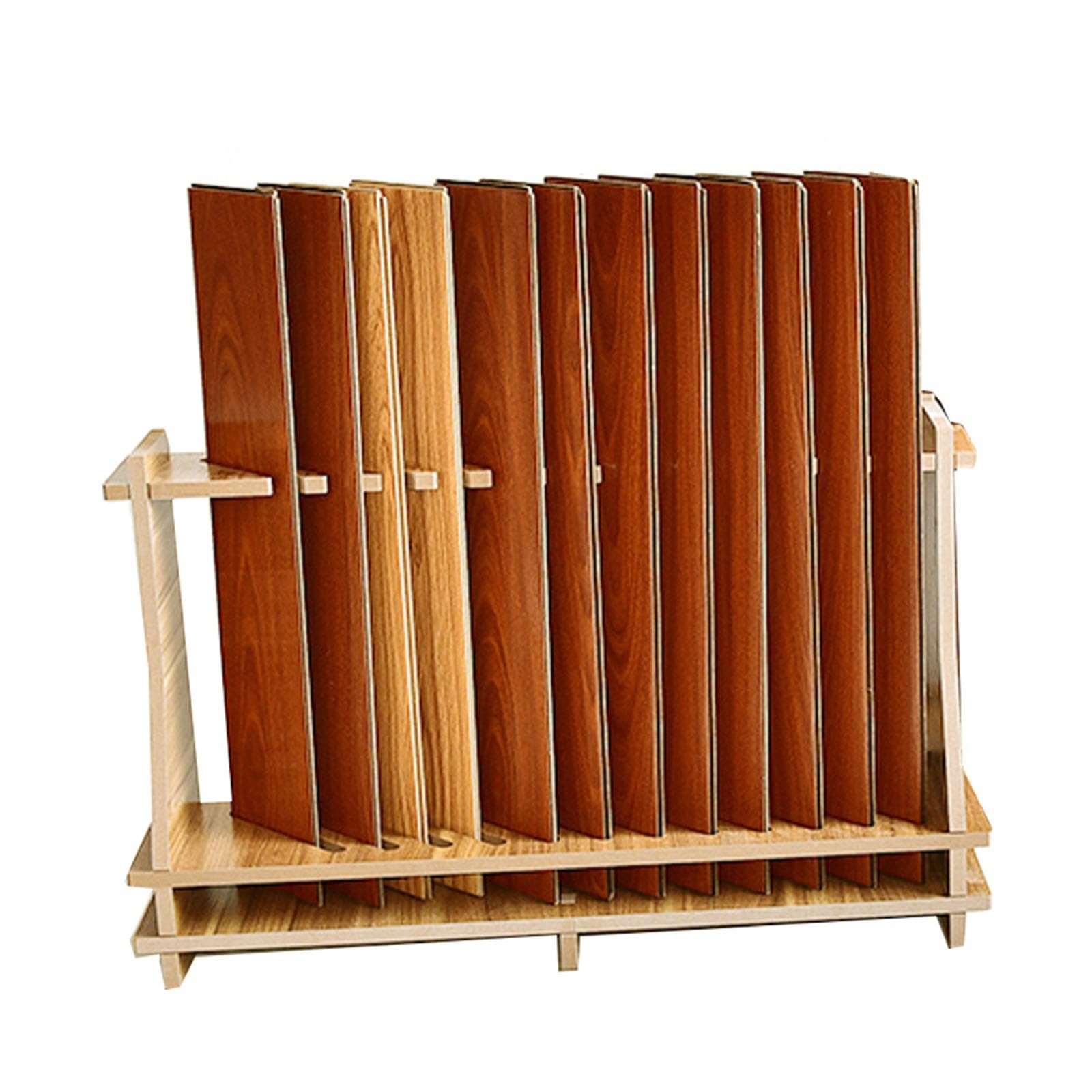 NQNFWCRJ Vertical Wooden Tile Rack 12 Piece Building Material Sample Floor Tile Display Stand Ruggedized Frames Floor Tile Display Rack Easy Installation