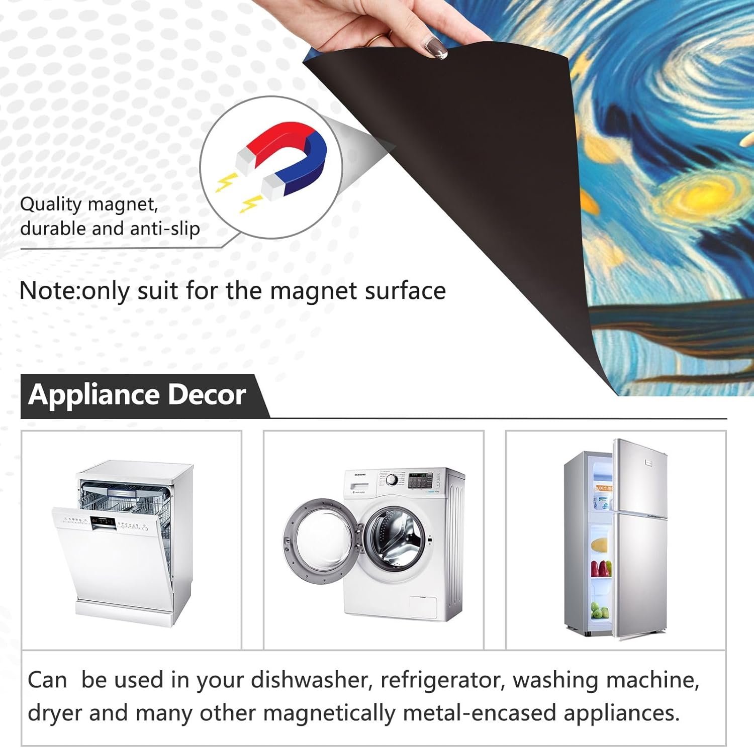 Blue Starry Night Highland Cattle Dishwasher Magnet Covers Decorative Kitchen Panel Decal Cute Dish Washer Front Door Cover 23 x 26 Inches