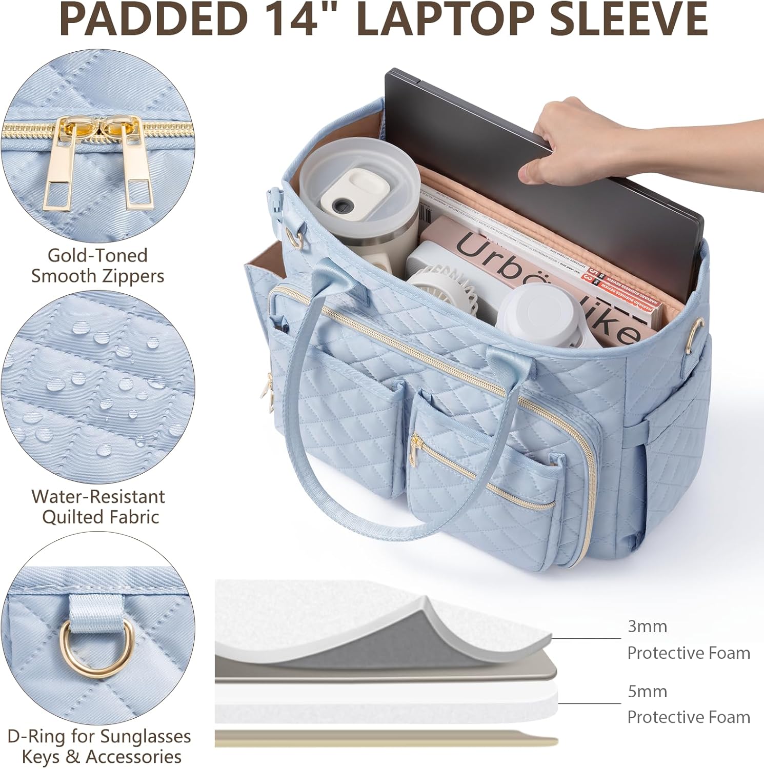 Large Bible Bag with Bible Cover Case for Women, Quilted Church Tote Bag Carrying Case w/Shoulder Strap, Bible Study Supplies Journaling Kit Accessories Easter Mothers Day Christian Gift for Women Mom
