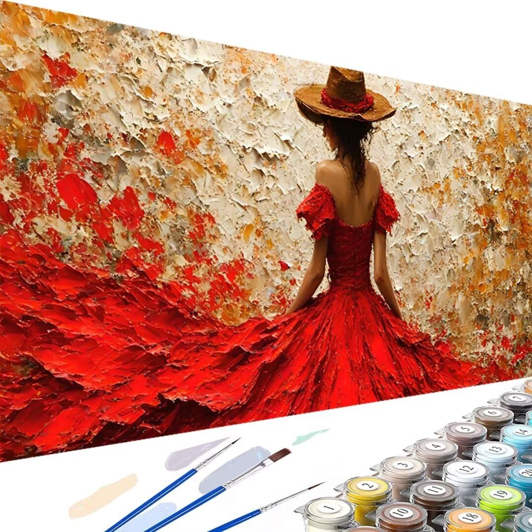 Graffiti Dipingi con i Numeri Principianti Adulti, Dipingi con i Numeri Kit Donna Pittura a Olio su Tela Fai da Te - Passatempo per Adulti per la Decorazione Casa o Regalo, Senza Cornice 60x120cm 3-I