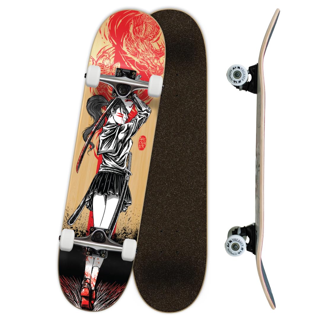 Yocaher Complete 31 x 7 75 Skateboards w Premium Skateboard Grip Tape Pro Aluminum Alloy Truck ABEC-9 Bearing