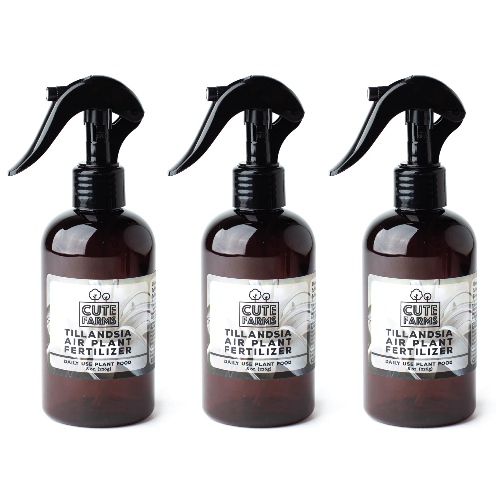 Cute Farms Tillandsia Air Plant Fertilizer | Gentle Daily Use Formula Plant Food (Three - 8 oz. Spray Bottles)