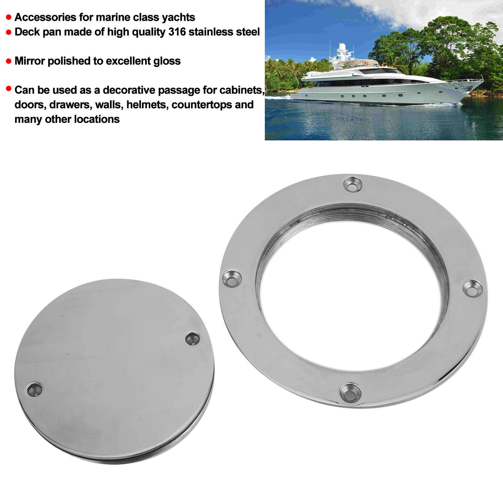 Piastra di Coperta KIMISS, Copertura per Boccaporto in Acciaio Inossidabile 4 Pollici Portello di Ispezione in Acciaio Inossidabile con Chiave per Accessorio Hardware per Yacht