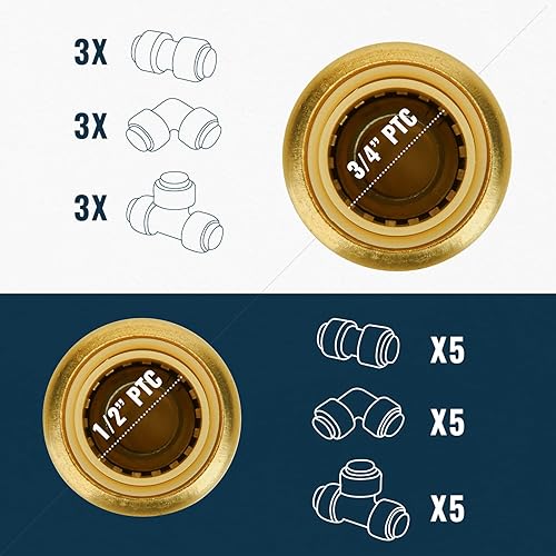 Miniatura 9 de SUNGATOR Accesorios de fontanería de 12 pulgada, acoplamiento (10 unidades), codo de 90 grados (10 unidades), ajuste en T (5 unidades), accesorios