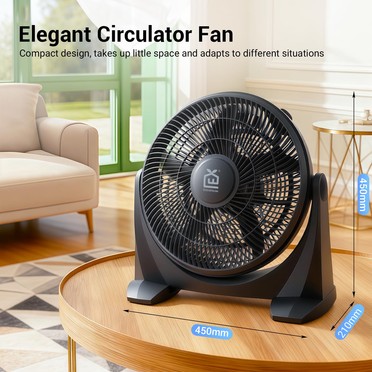 EXTRASTAR VENTILATORE DA TAVOLO NERO 14' 5 PALE 55W CAVO 1,8M