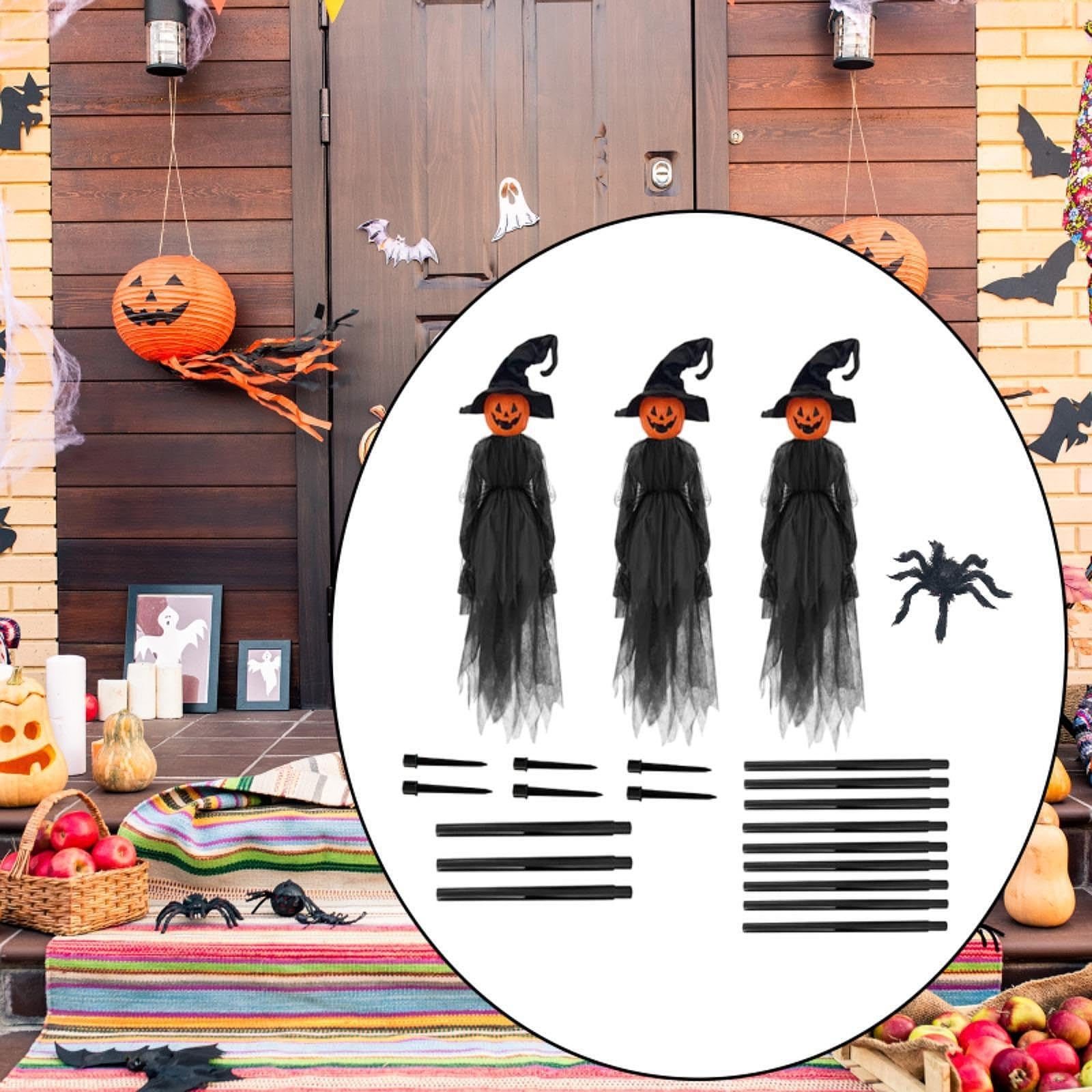 Halloween-Ornament, Halloween-Dekorationen, Gartendekoration für den Außenbereich, leuchtende Halloween-Hexen für Party, Spukhaus, Veranda, Kürbisgesicht