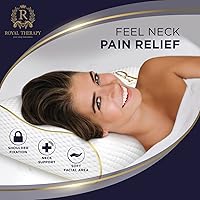 Vista 3 de Royal Therapy Paquete de 2 almohadas de espuma viscoelástica Queen, cervical, contorno Queen, almohada ortopédica para apoyo de cuello, dolor