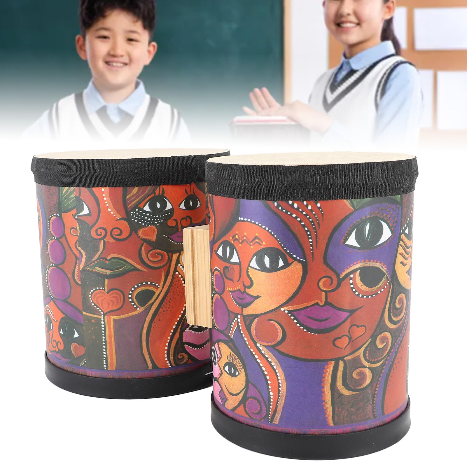 Kindertrommel-Set, Bongo-Trommel für 2- bis 3-jährige Jungen, Geschenke, Musikinstrumente, Holz, Montessori mit Bongo-Trommel mit 2 Trommelstöcken, Rhythmus-Percussion