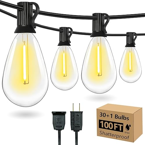 Miniatura 9 de C9 Luces de Cadena de Navidad, 25 pies 26 Bombillas Brillantes y Multicolores para Exteriores, Luces de Navidad para Techo, Patio, Jardín, Luces