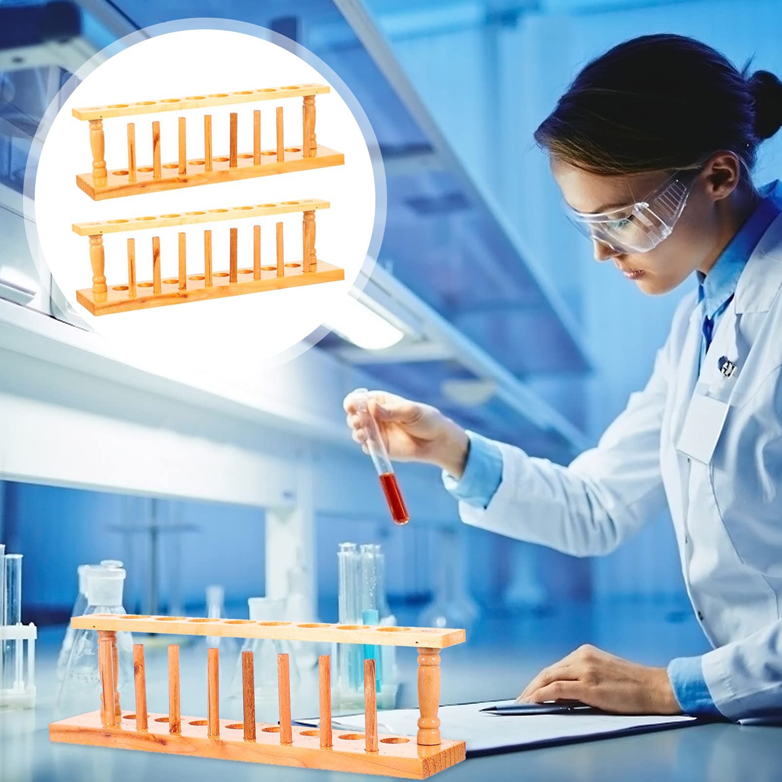 SOLUSTRE 4pezzi Rack Per Provette Legno Supporto Per Test Tube Per Laboratorio Design Compatto e Pratico Per Stoccaggio Test Tubo