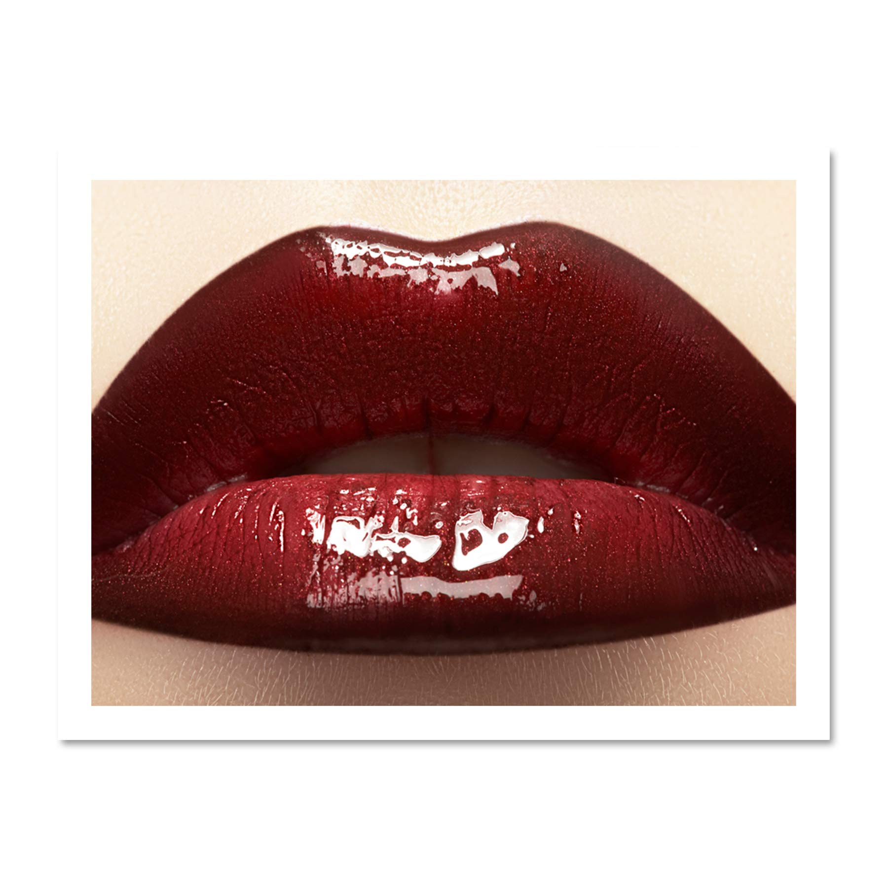Wee Blue Coo Mp Composition Lips Lipstick Kiss Woman Gloss Red Large Framed Art Print Poster Wall Decor 18x24 inch