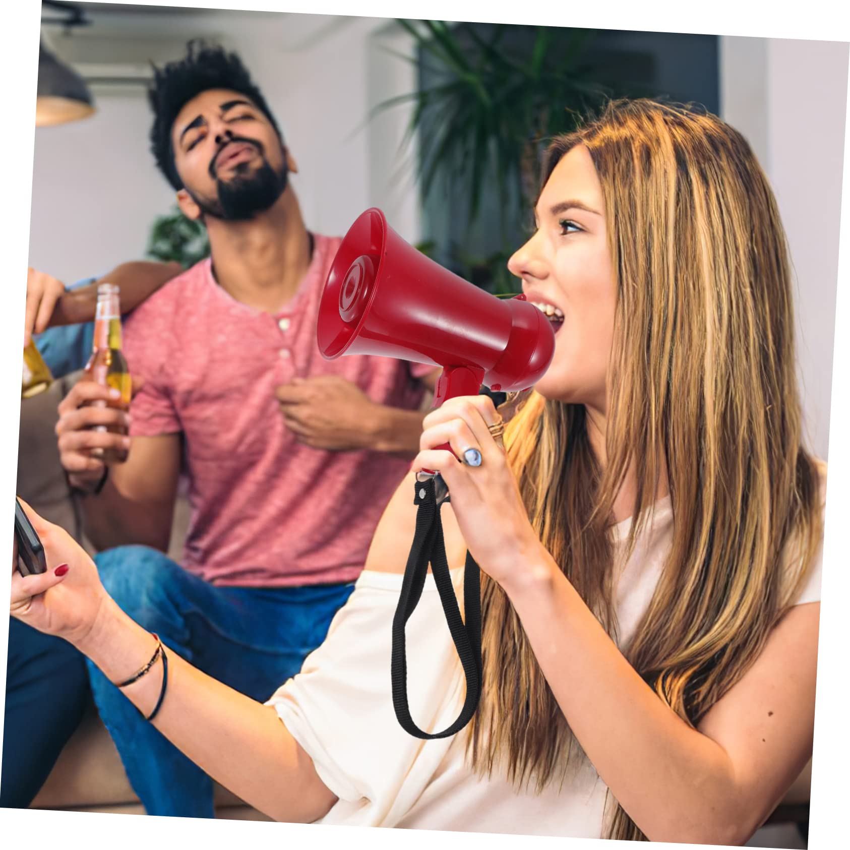 Yardwe altoparlante Altavoces portátiles Portable Speaker orador de porristas megáfono de Control de Volumen megáfono para porristas alegría de megáfono cobrable Altavoz Pato Cuernos Rojo