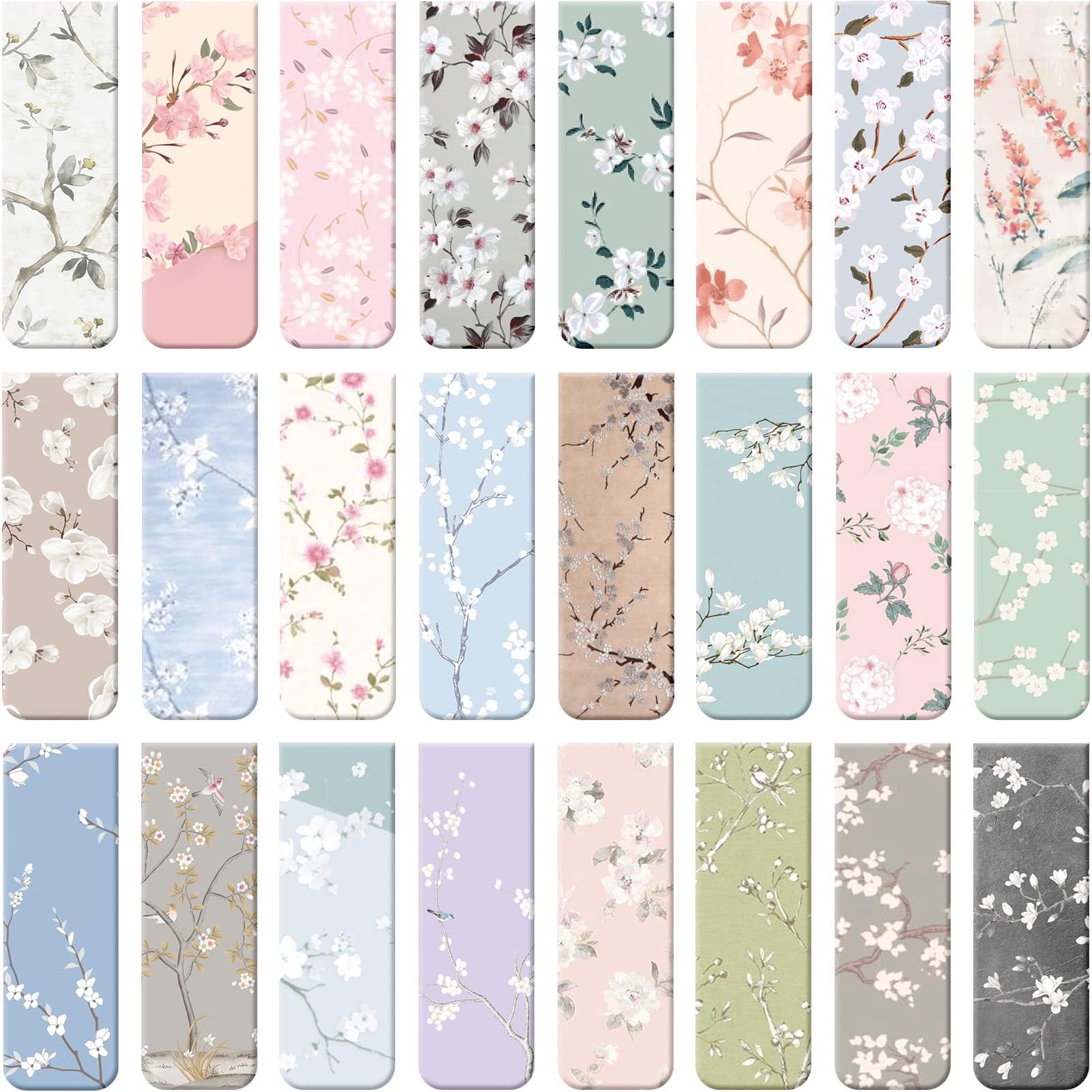 24 Pcs Magnetic Bookmarks for Women Floral Book Markers Women's Day Gifts Flower Bookmark Assorted Book Magnets Page Markers Clip Bookmarks for Books Lovers Students Teachers Reading
