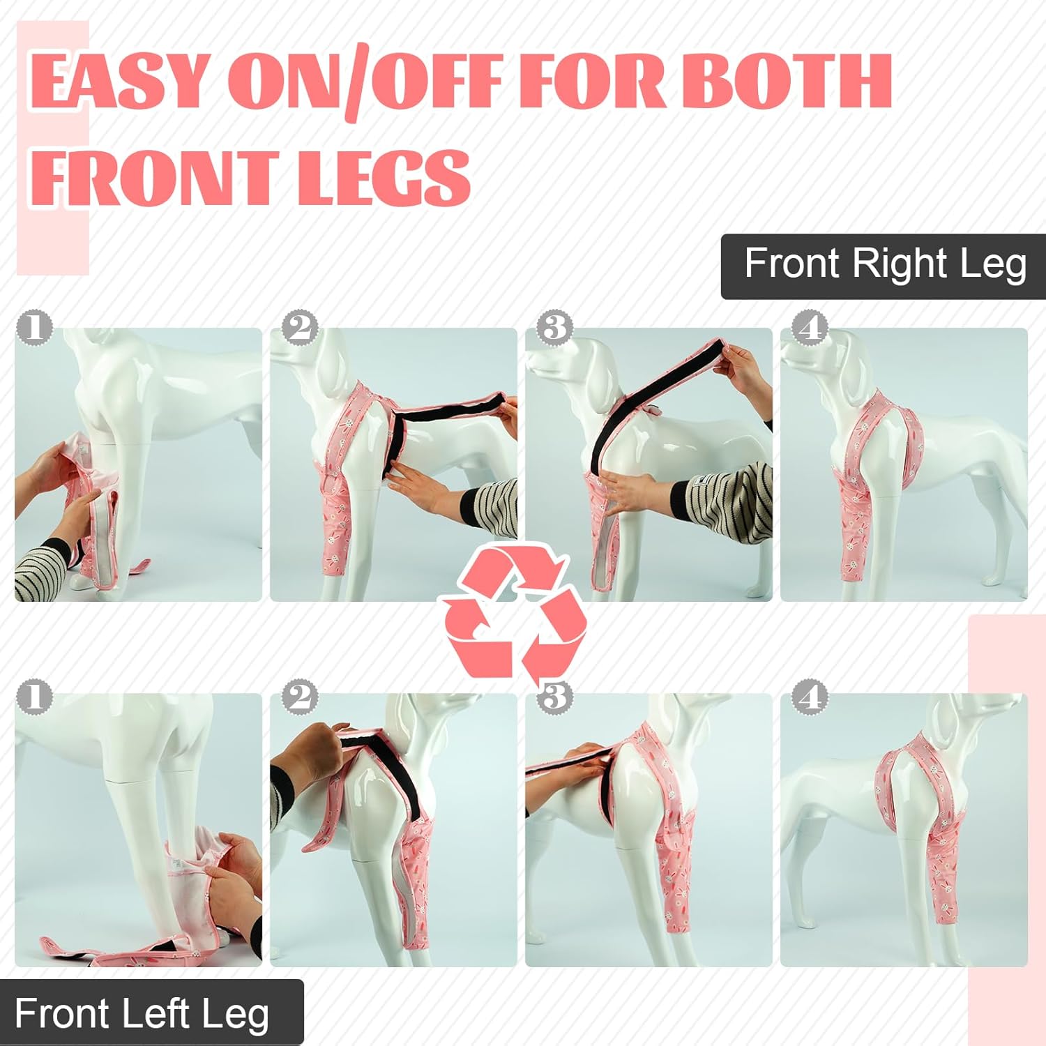 ROZKITCH Dog Leg Sleeve for Front Right Left Leg, Pet Prevent Licking Wound Elbow Knee Protector, Dog Recovery Suit Cone Collar Alternative for Sprain ACL CCL Arthritis Joint Care Rabbit 2XL
