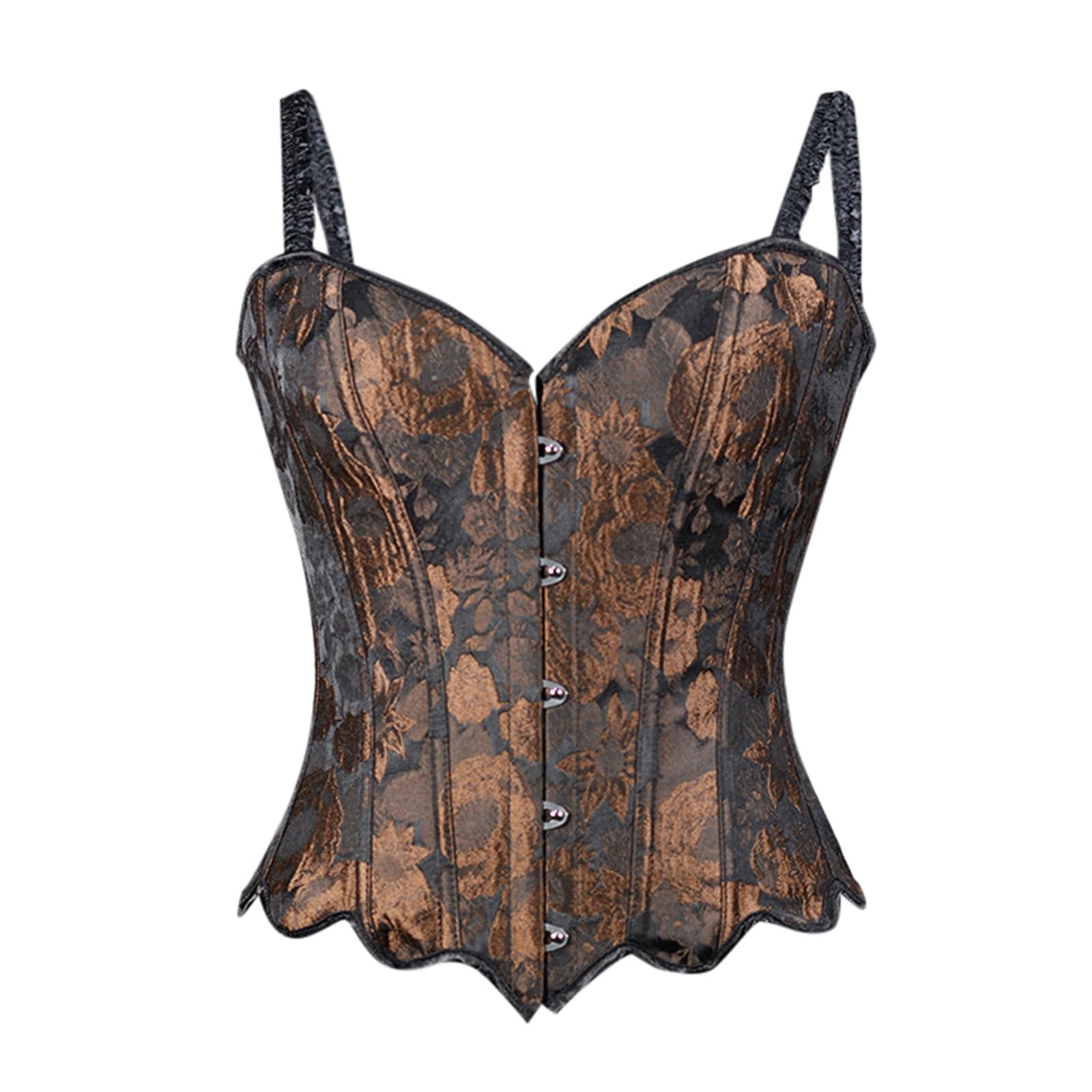 Generisch Corsetto con ricamo a girasole e cinghie a spina di pesce, orlo increspato, cinturino a spina di pesce, vestibilità aderente, design elegante