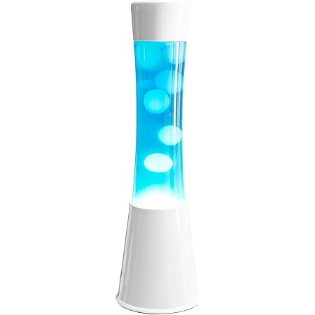 FISURA Lampe de Lave Blanc 40cm Liquide Bleu Magma Menthe Couleur. Métal et cristal …