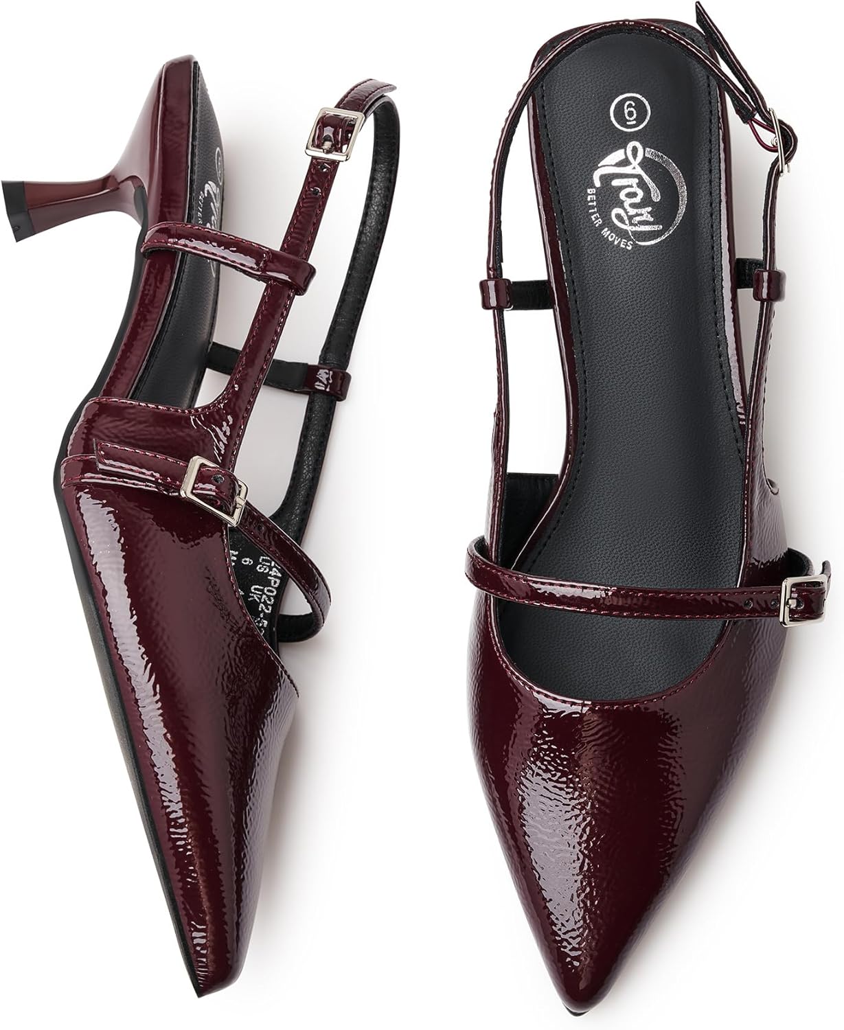 Trary Slingback Heels for Women - Pointed Toe Pumps, Comfortable & Stylish for Parties & Work - 3.2inch High Heels, Rhinestone & Glitter Dressy Shoes - Image 4