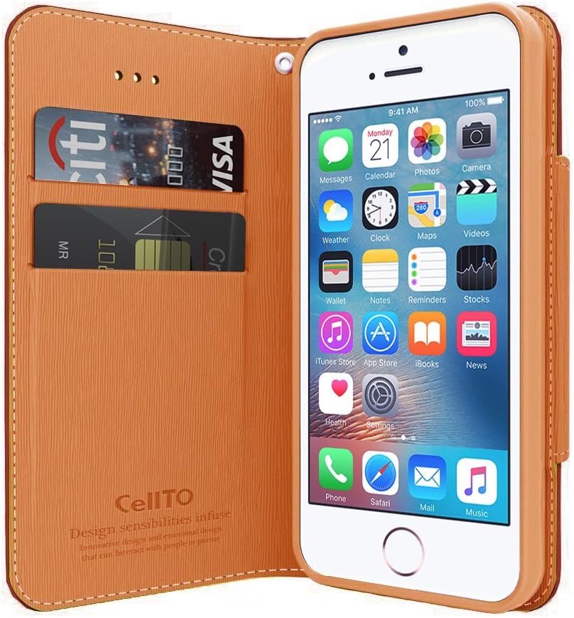 iPhone 6S Case, Cellto PU Leather Wallet Cover Stand and Reversible Magnetic Flap Flip Cover for Apple iPhone 6S - Brown/Light Brown