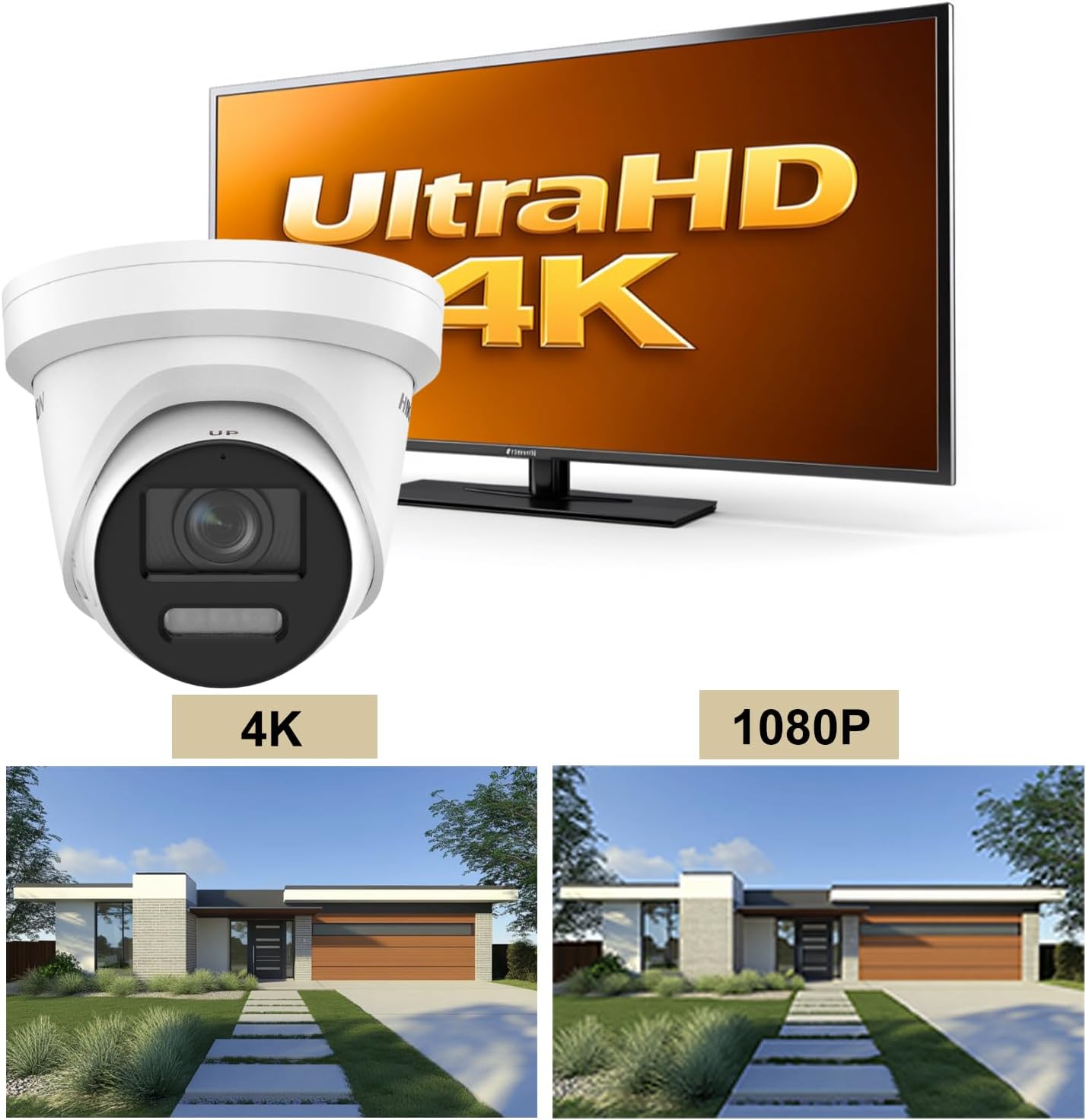 DS-2CD2387G2H-LISU/SL, 4K 8MP Smart Hybrid Light with Color-Vu Turret Dome POE IP Camera, Strobe Light and Audible Warning, 130 dB WDR, H.265+, Built-in Two-way Audio, Human/ Vehicle Detection, IP67