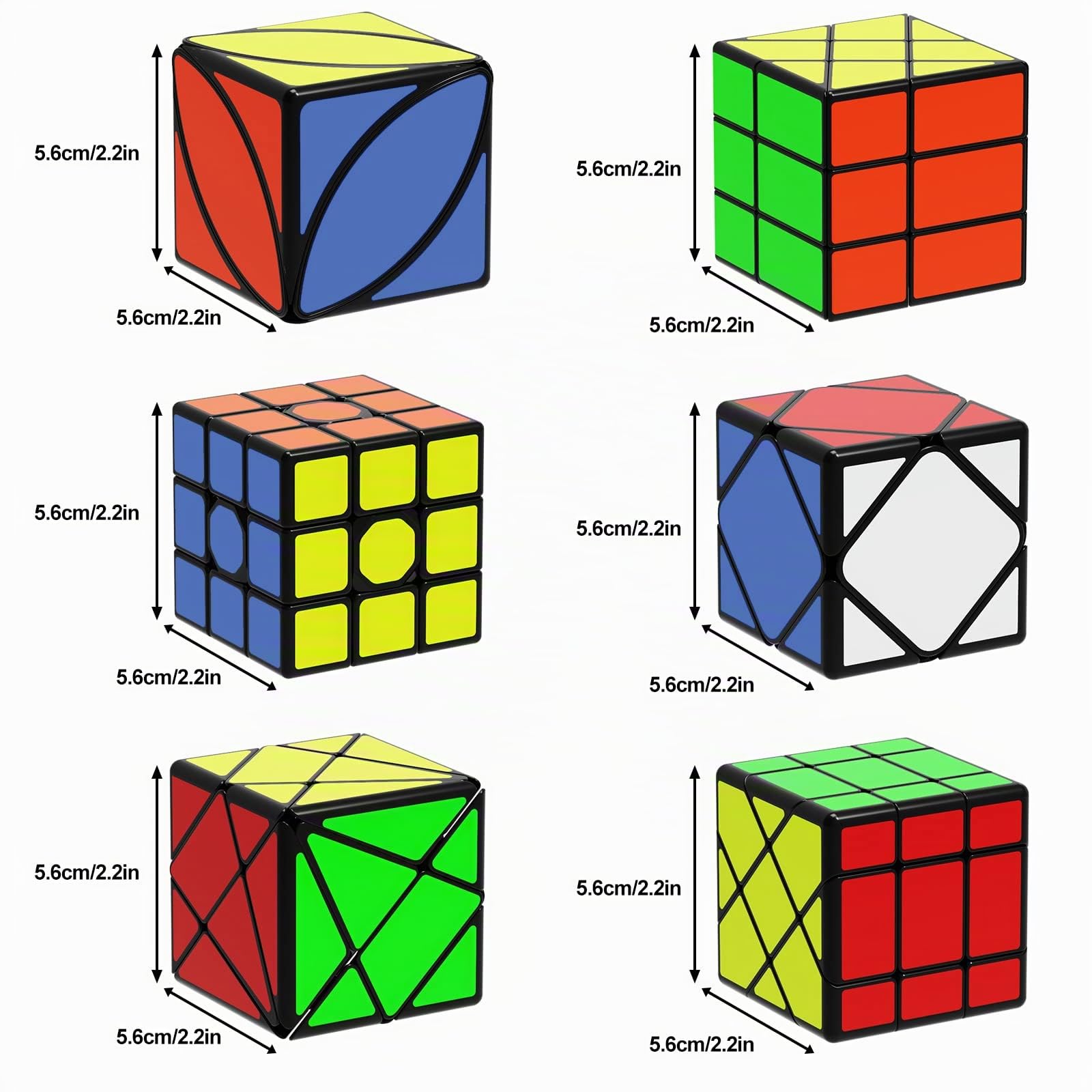 ROXENDA Speed Cube Set, Qihang W Cube de Vitesse 56 mm Ensemble de Cubes Magique Pleine Grandeur, Jeux IQ pour Tous Les âges Enfants et Adultes [Irregular]