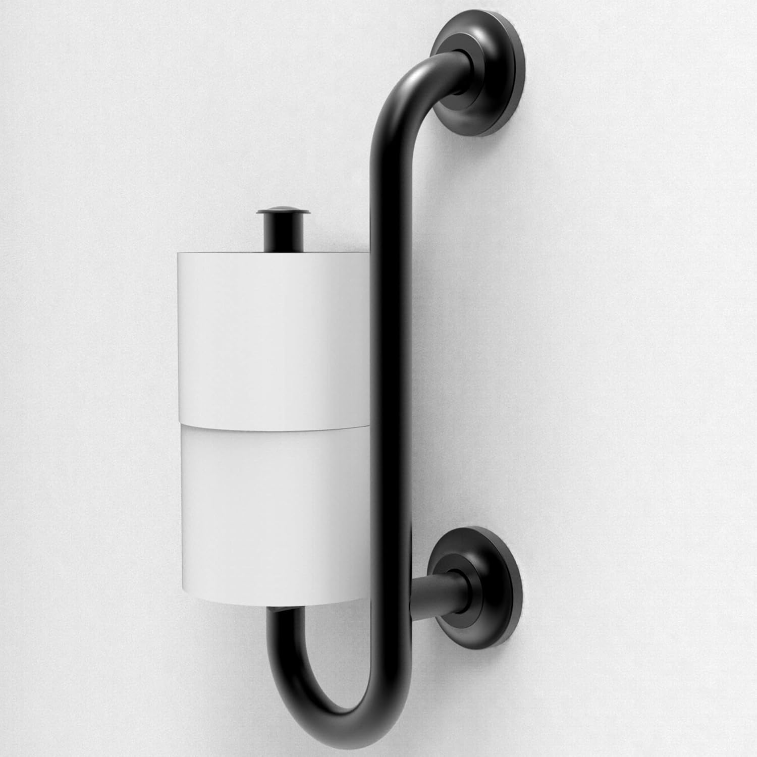 AmeriLuck Vertical Commode Safety Grab Bar with Toilet Paper Holder for