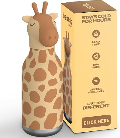 asobu Bestie Girrafe Water Bottle, Cute Collectible Character, BPA Free