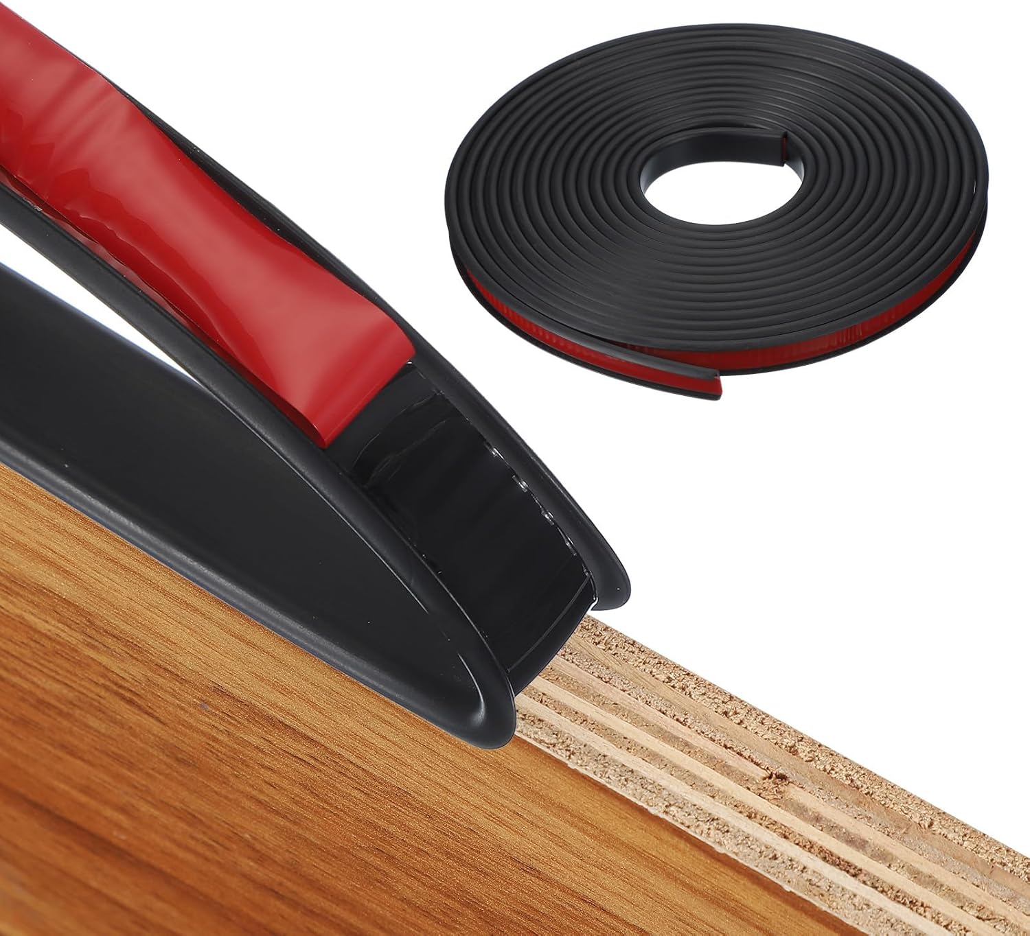 MECCANIXITY TPE U-Shape Edge Banding Self Adhesive Flexible Veneer Edging Trim 3/8 Inch x 20ft Furniture Edge Protector for Shelf Cabinet Table Repair Restoration (Black)
