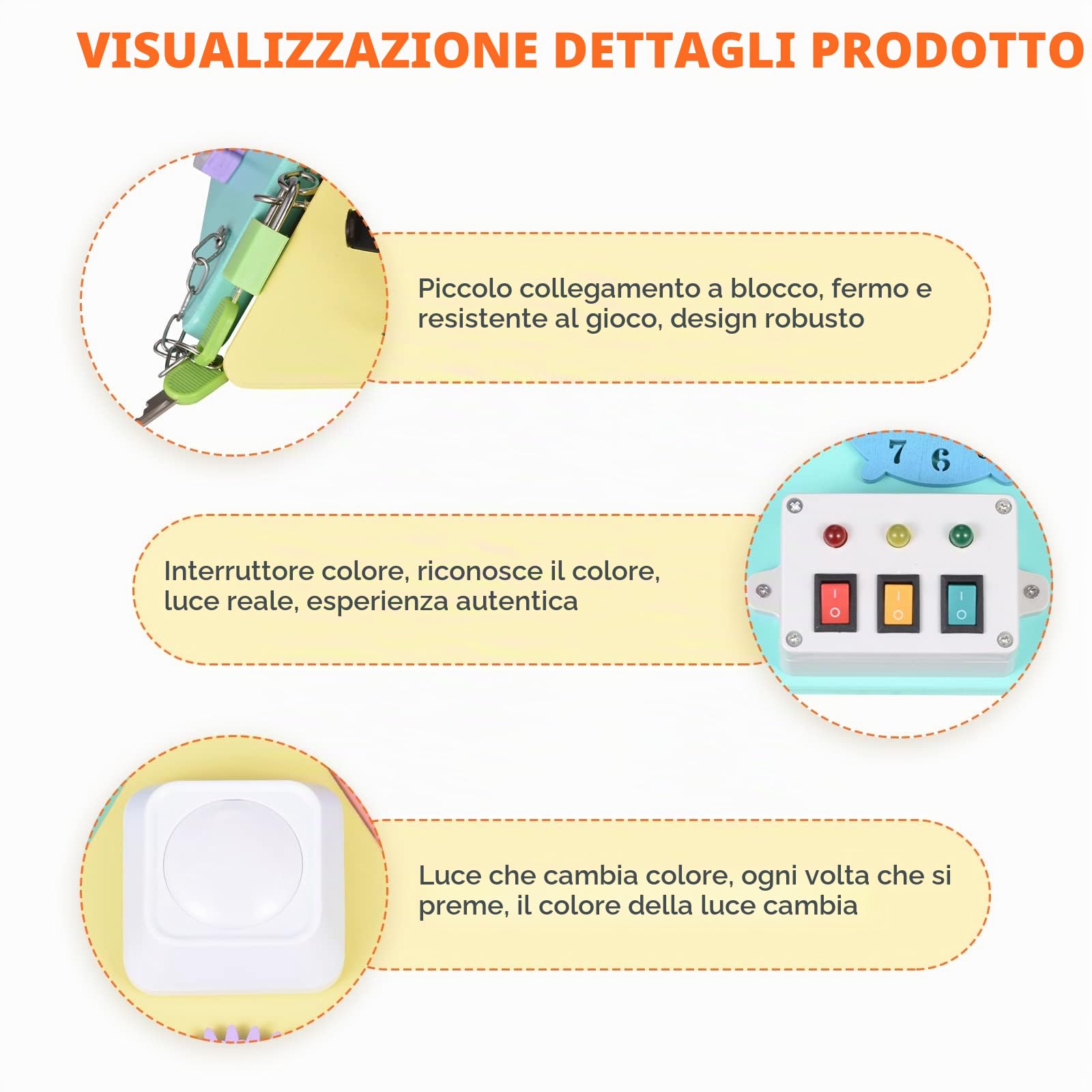 Busy Board Montessori, Tavola Montessori per Bambini di 1 2 3 Anni, Pannello Sensoriale in Legno Giocattolo Montessori per Sviluppo Abilità motorie Fini