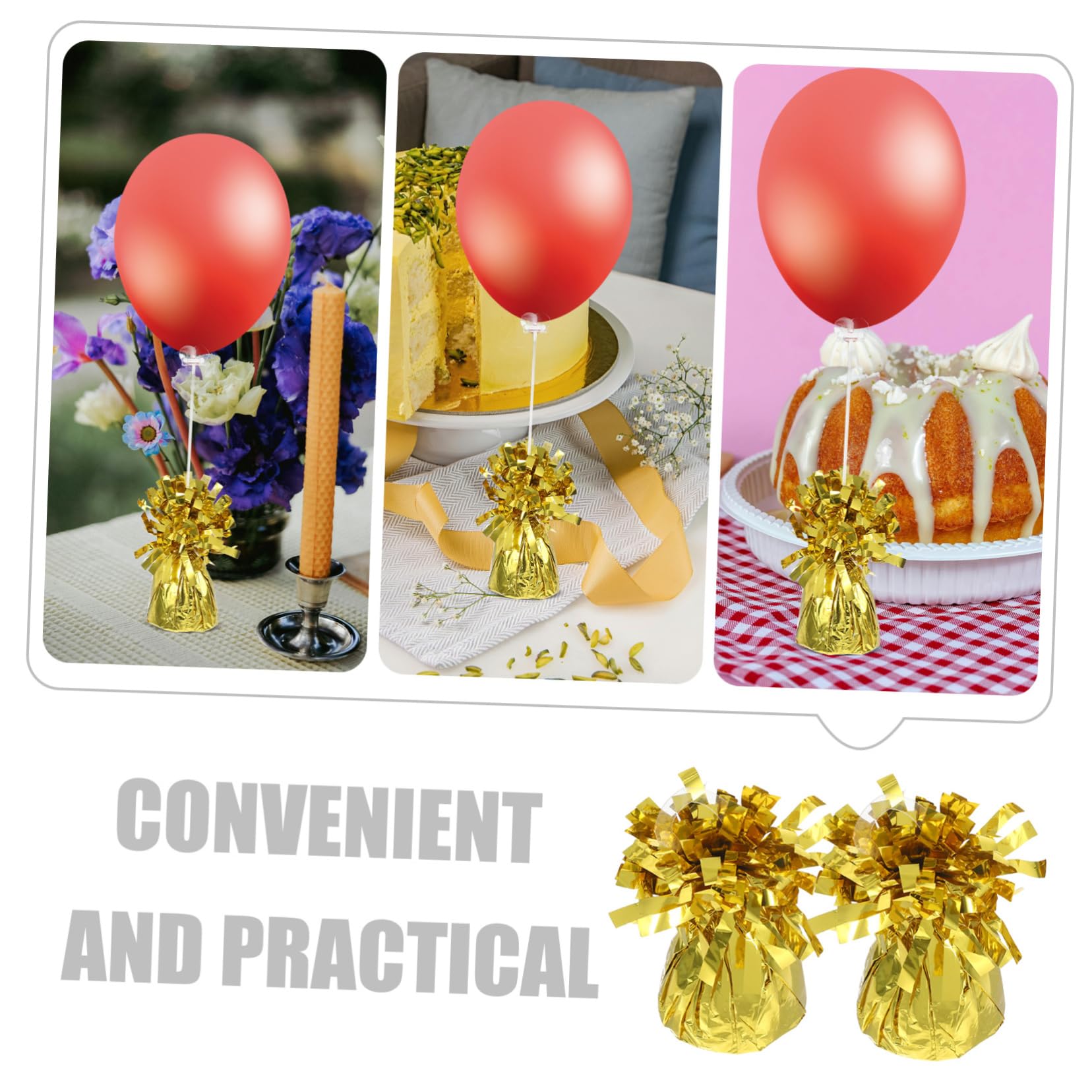 Ballongewichtblock 6 Stück Gold aus PVC und Zement für Feste