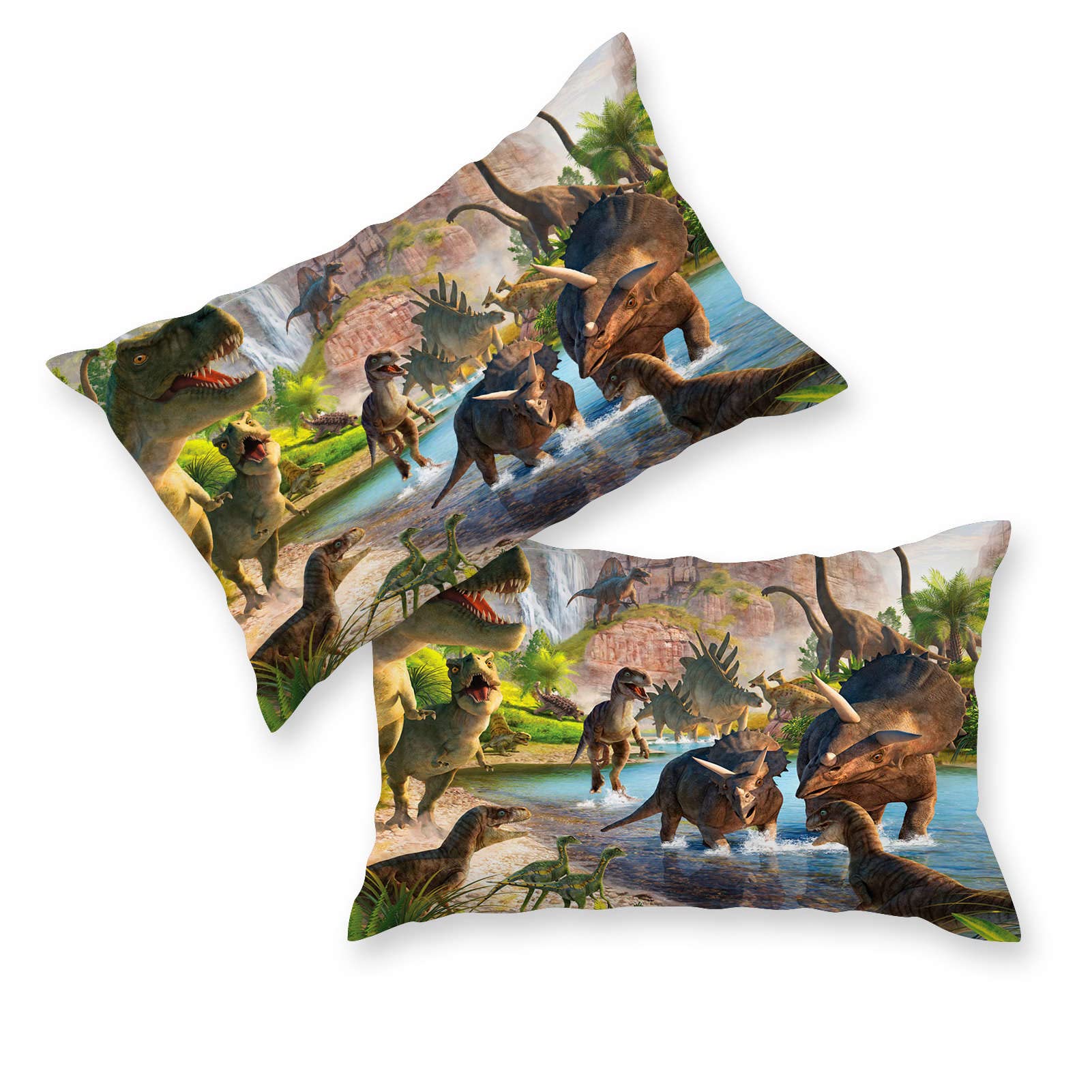 YUANZU Dinosaur Bedding Set Double Size for Kids Boys Adults Duvet Cover Set 3 Pieces Jungle Animals Wildlife Dino Printed Soft Microfiber Quilt Cover with Zipper Closure (200 x 200 cm & 2Pillowcase) - Image 3