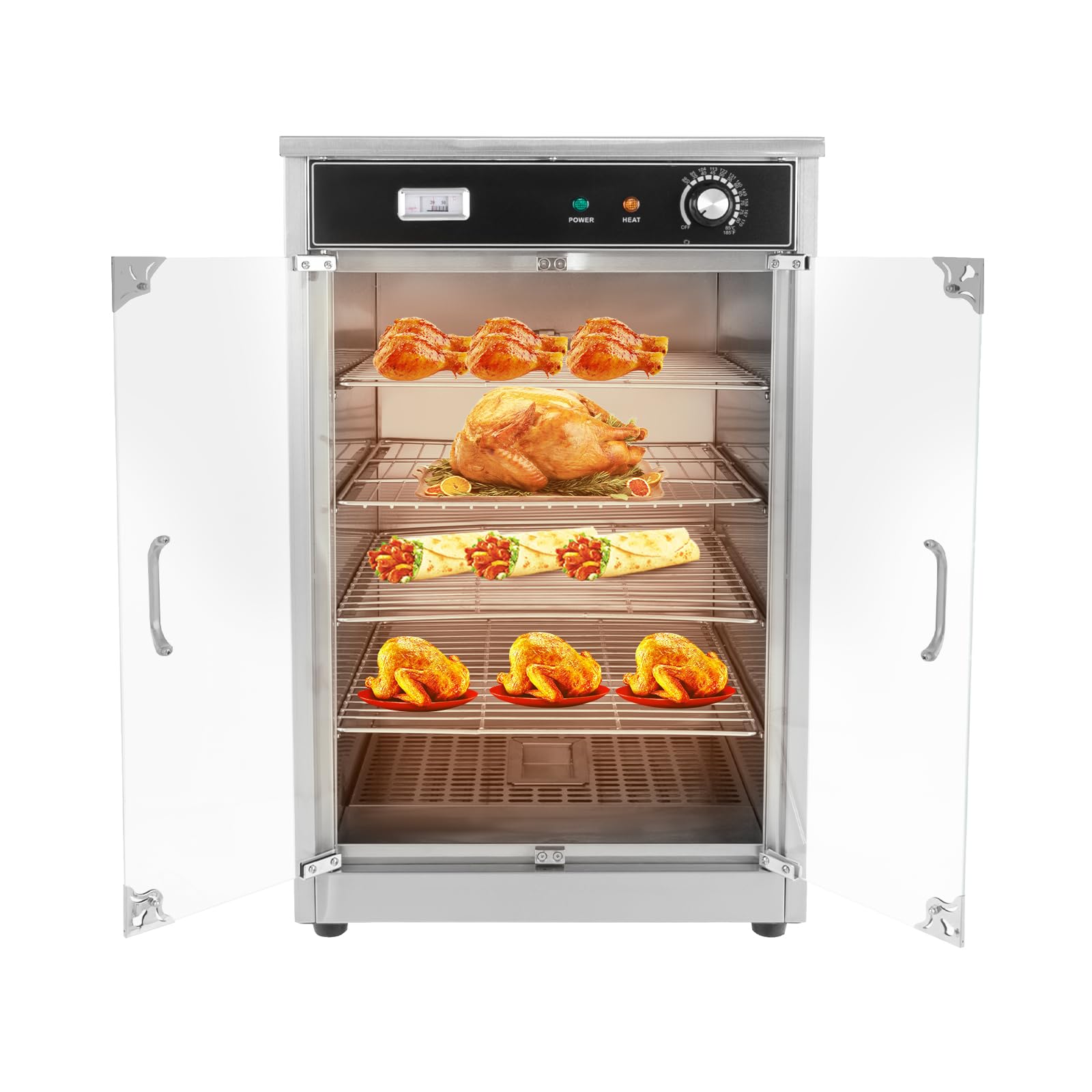 Commercial Heated Food Warmer, Pretzel Warmer Display Countertop Heated Holding Cabinet w/ 5-Tier Food Showcase for Catering Pizza, Convenience Stores, Buffet Restaurant