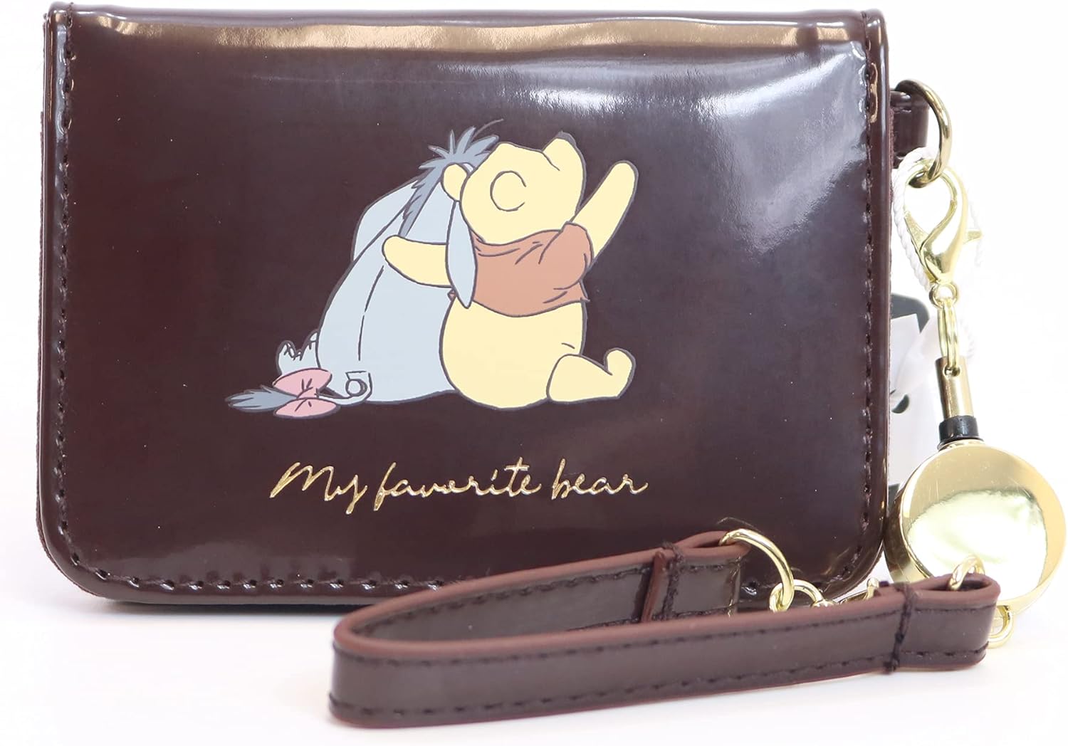 Marimo Craft MDEP-009 Winnie the Pooh Enamel Series, Open Pass Case, Brown, W 3.9 x H 2.8 x D 0.4 inches (10 x 7 x 1 cm)