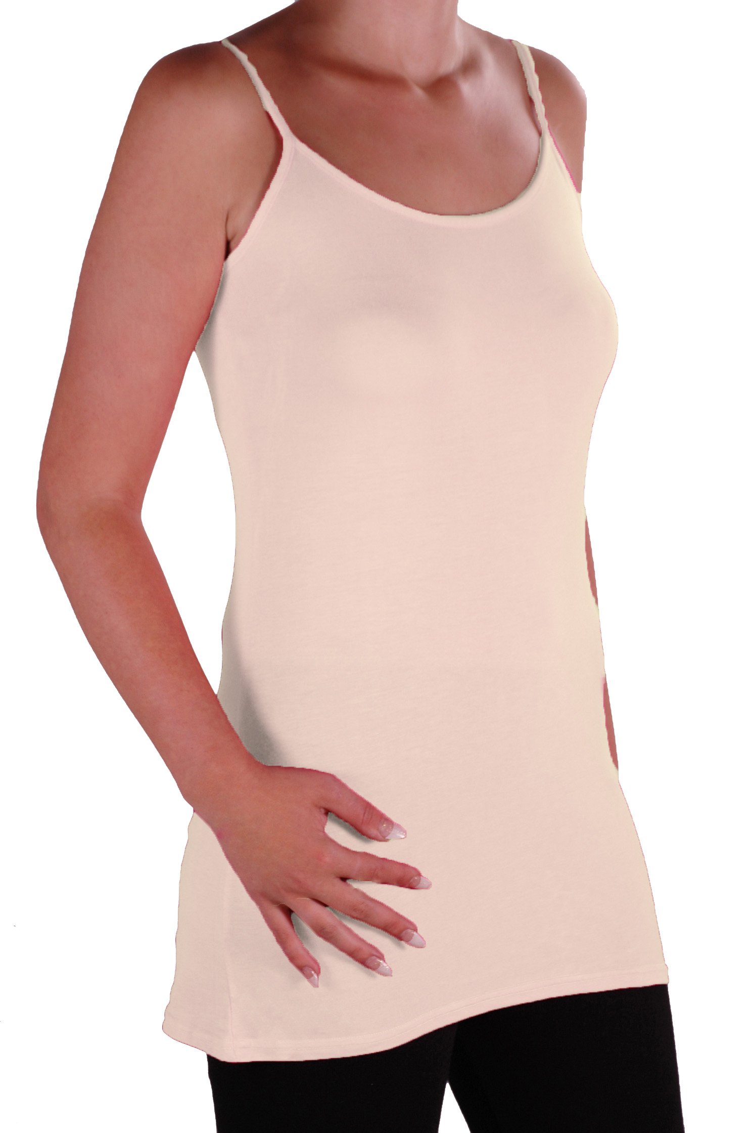 EyeCatch TM - Angelique Womens Strappy Cami Top Ladies Plus Size Long Camisole Vest Cream Size 14