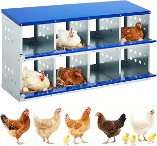 GarveeLife 8 Compartment Chicken Nesting Box,Heavy Duty Galvanized Steel Rustproof Laying Box for Hens Ducks,Anti-Peck Rustproof Nest Boxes 50.39" l x 18.9" w x 27.95" h Blue